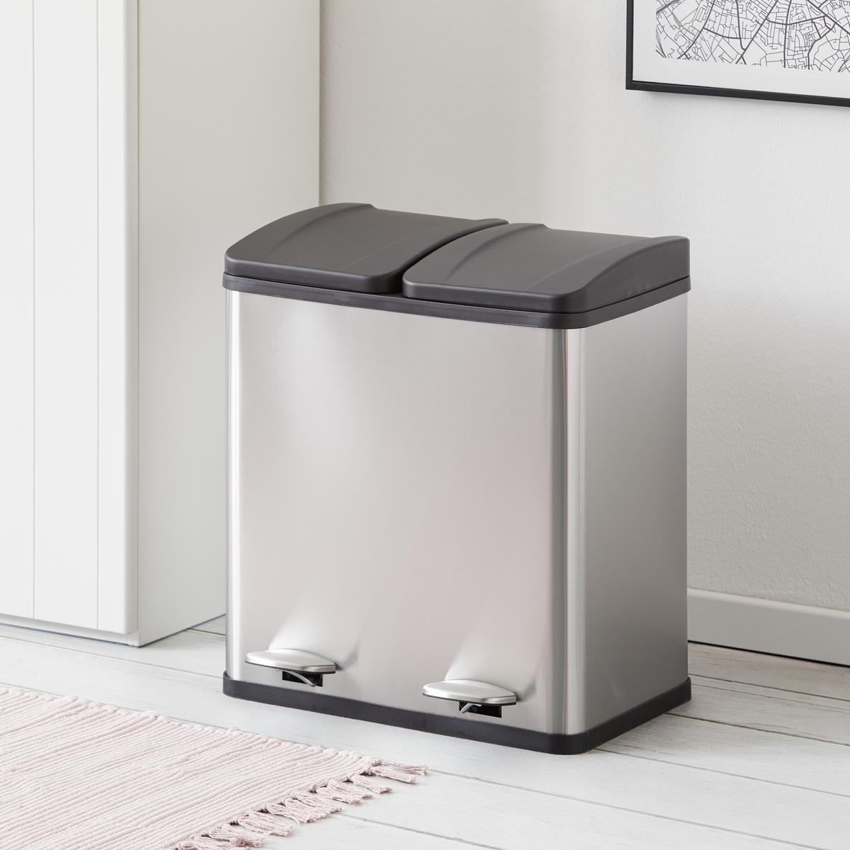 Pedálos Szemetes Trash - ezüst/fekete, Modern, műanyag/fém (46,3/37,1/52,6cm) - Mömax