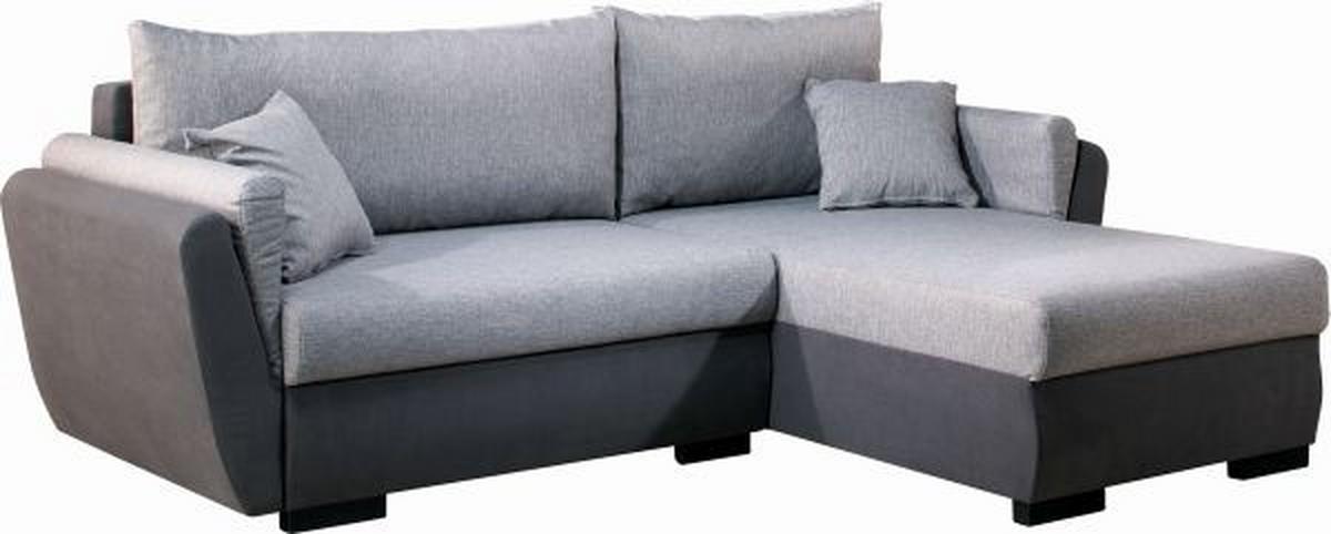 Ecksofa Lugano in Grau mit Bettfunktion - Hellgrau/Schwarz, Konventionell, Kunststoff/Textil (230/84/167cm) - Based