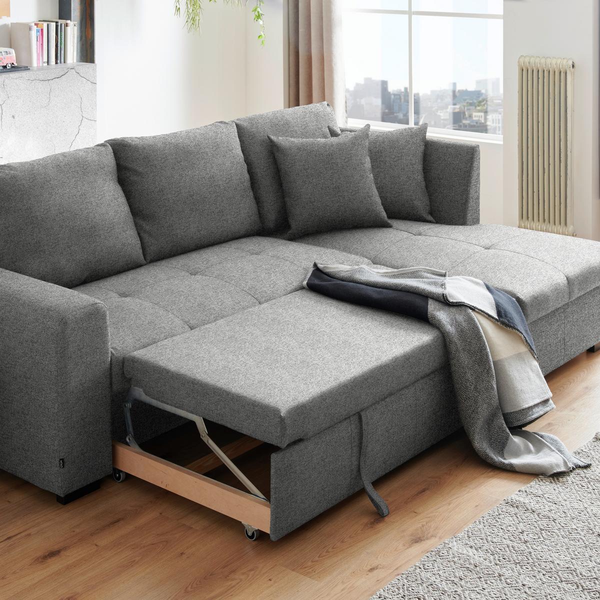NAROŻNIK BILL - jasnoszary/czarny, Design, tworzywo sztuczne/tkanina (238/158cm) - Xora