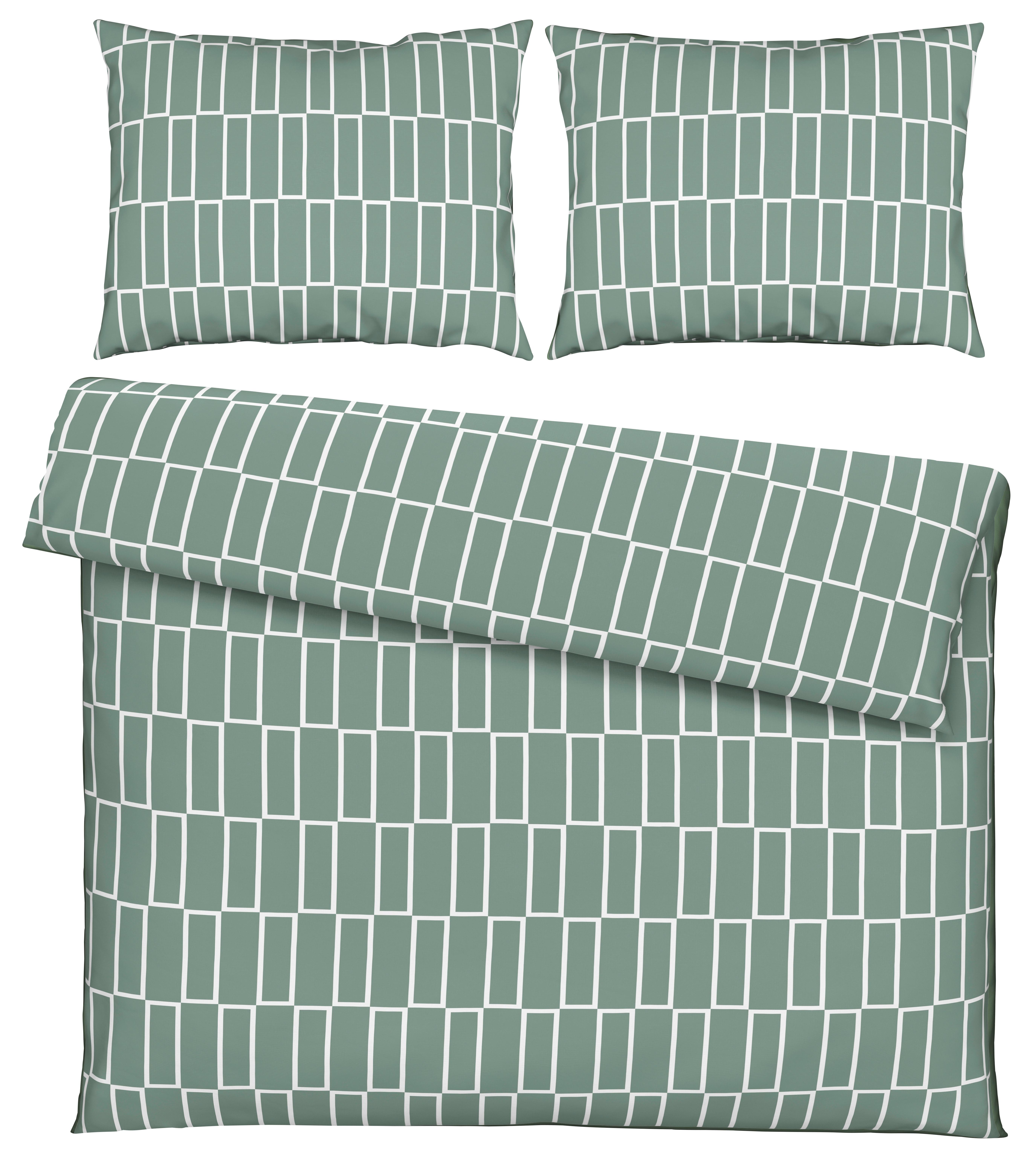 Posteljina Brigg 200x200/2x60x80 Cm - svijetlo zelena/crna, tekstil (200/200cm) - Modern Living