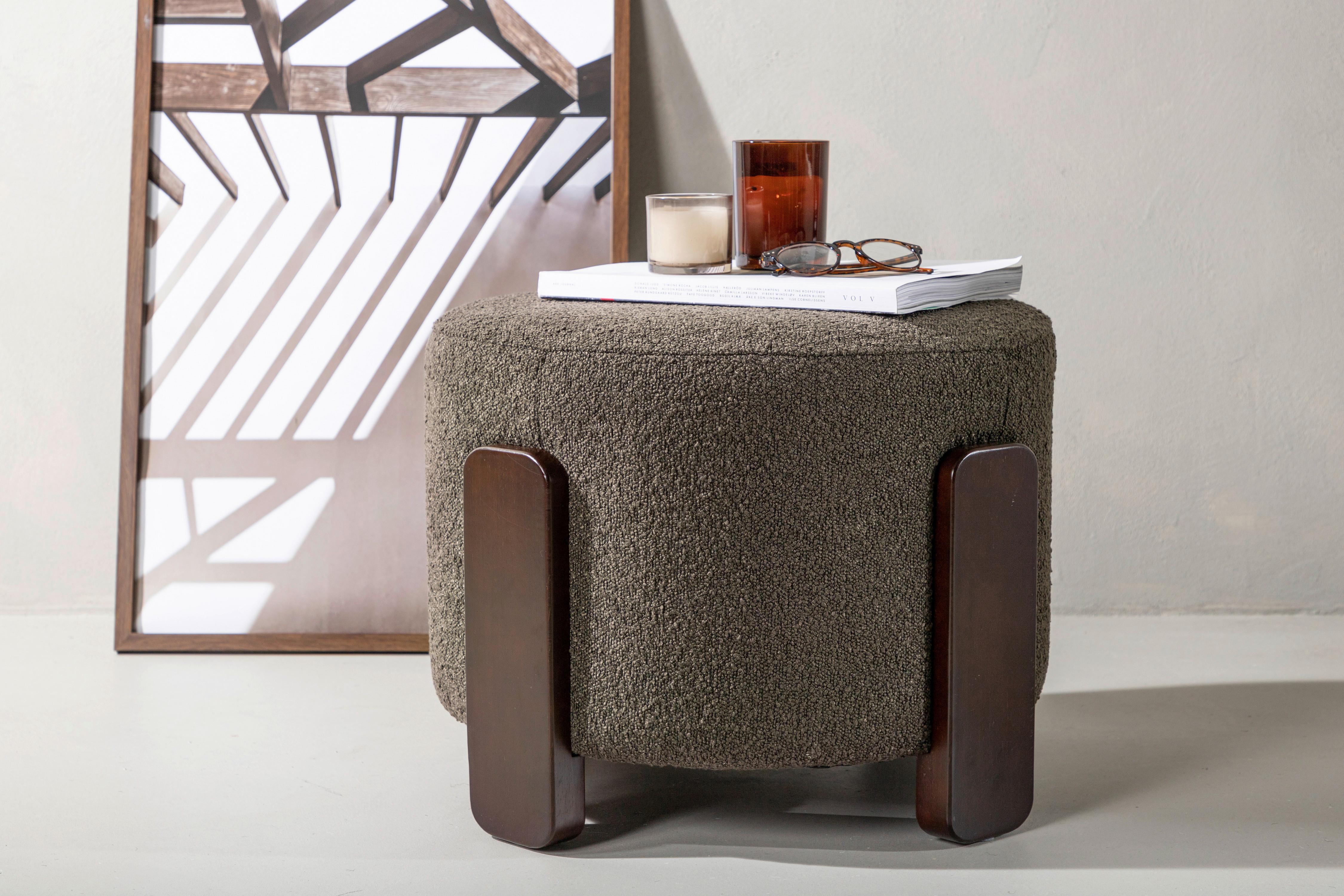 Pouf Coffey ca. 53x43x53 cm Grau/Dunkelbraun - Dunkelgrau/Braun, Design, Holz/Textil (52.5/43/52.5cm) - Livetastic
