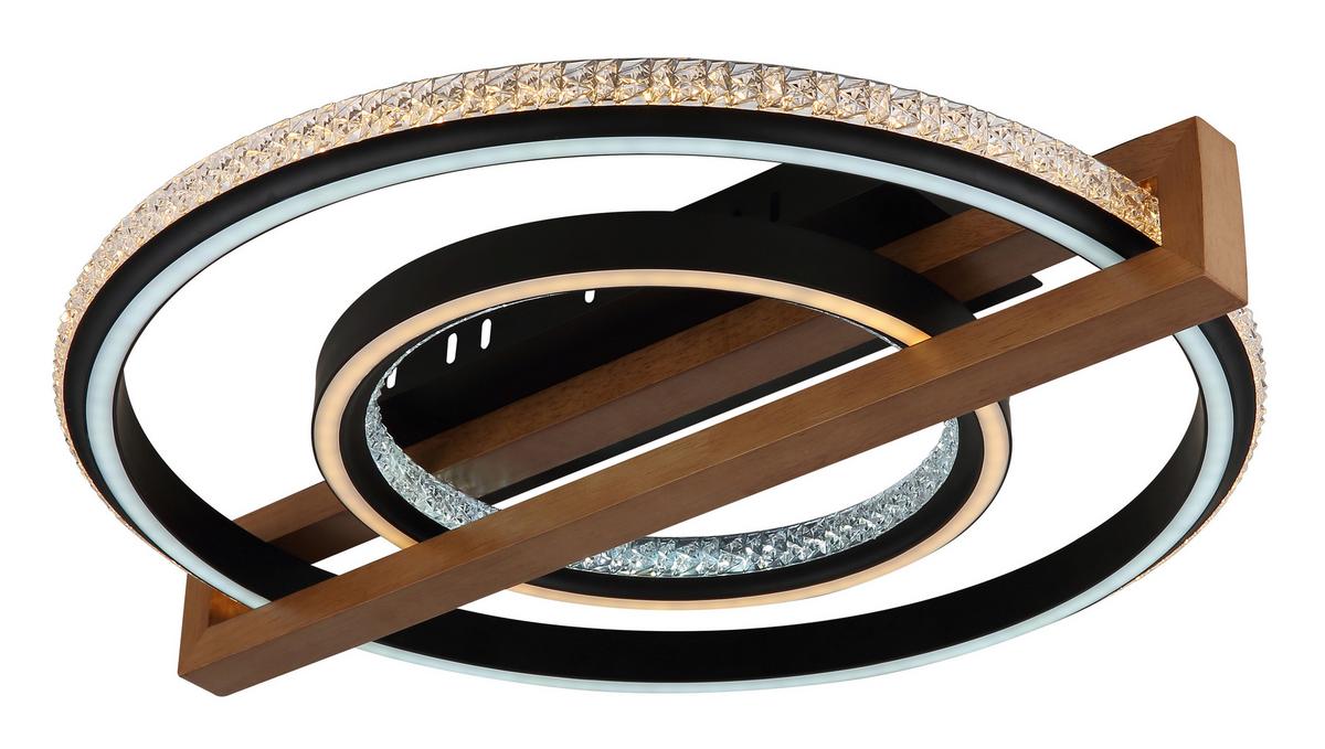 LED-DECKENLEUCHTE 48137R  DELORIS - Klar/Dunkelbraun, Basics, Holz/Kunststoff (50/55/11,5cm) - Globo