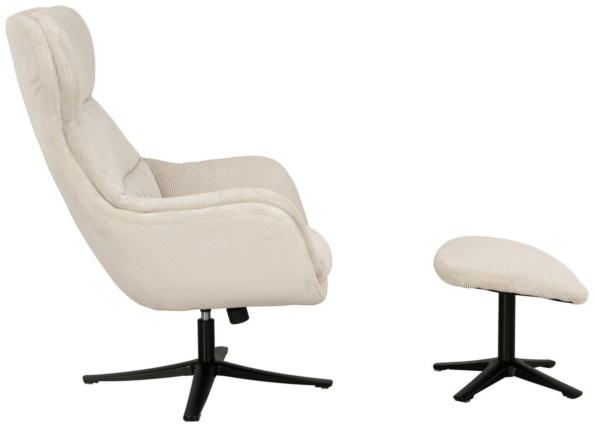 Set S Foteljem Tabbe, Bež, Žamet - črna/bež, Moderno, kovina/tekstil (76/110/88,5cm) - Modern Living