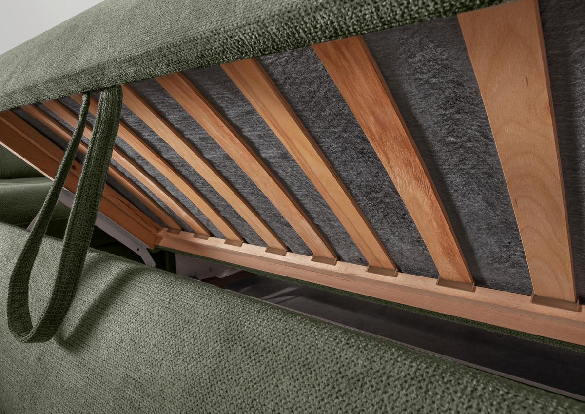 Wohnlandschaft Rigatti Dunkel Grün Chenille m. Bettkasten - Dunkelgrün/Schwarz, MODERN, Textil/Metall (252/387/184cm) - Livetastic