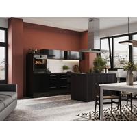 Inselküche Premium Schwarz m. Geräten B: ca. 280 cm - Eichefarben/Schwarz, Basics, Holzwerkstoff/Metall (280/160cm) - Respekta