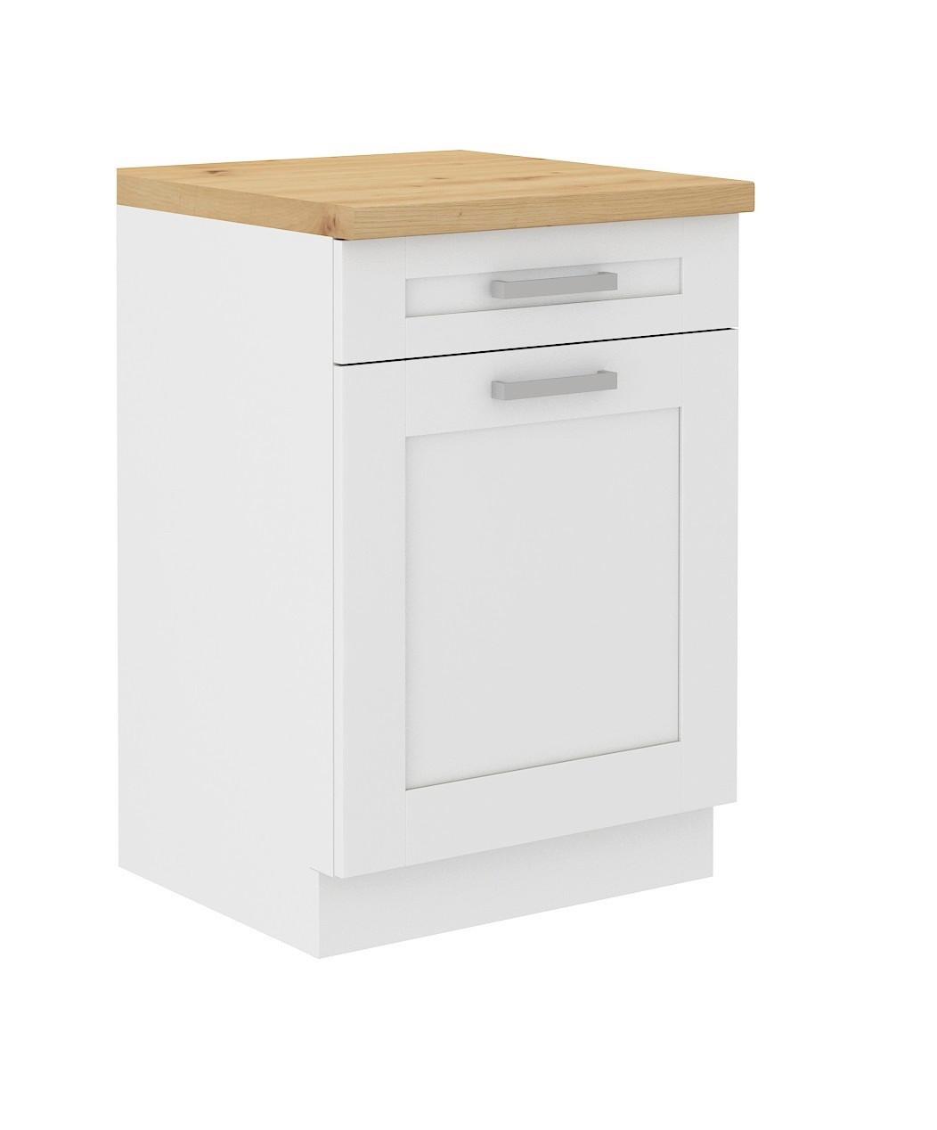 Kuhinjski Donji Element Luisa Us60 - bijela/srebrne boje, Romantično / ladanjski, drvni materijal/metal (60/86/60cm) - Based