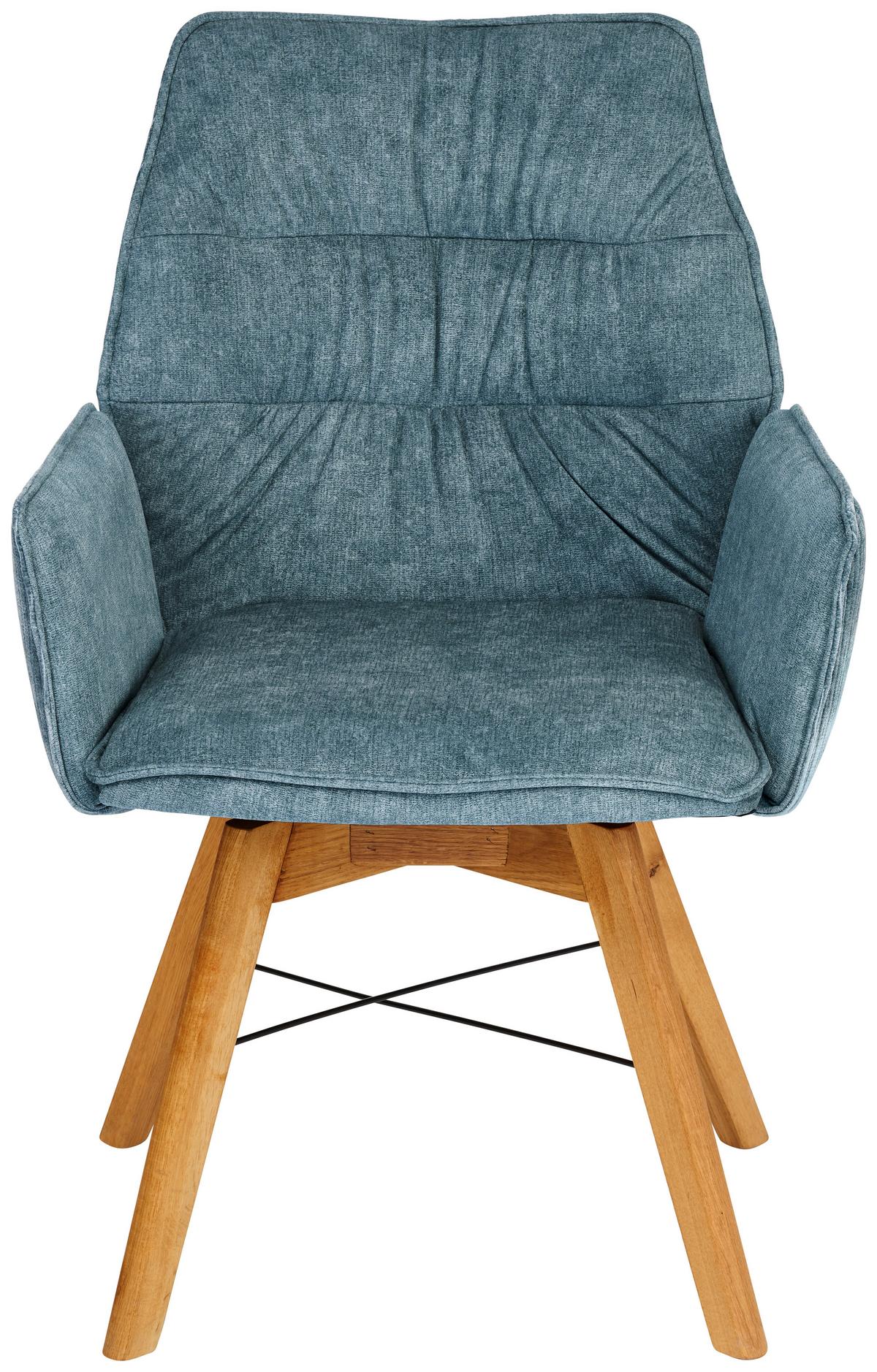 KRZESŁO Z PODŁOKIETNIKAMI SALSA - dąb dziki/jadeitowa zieleń, Design, drewno/tkanina (59/87/67cm) - Linea Natura