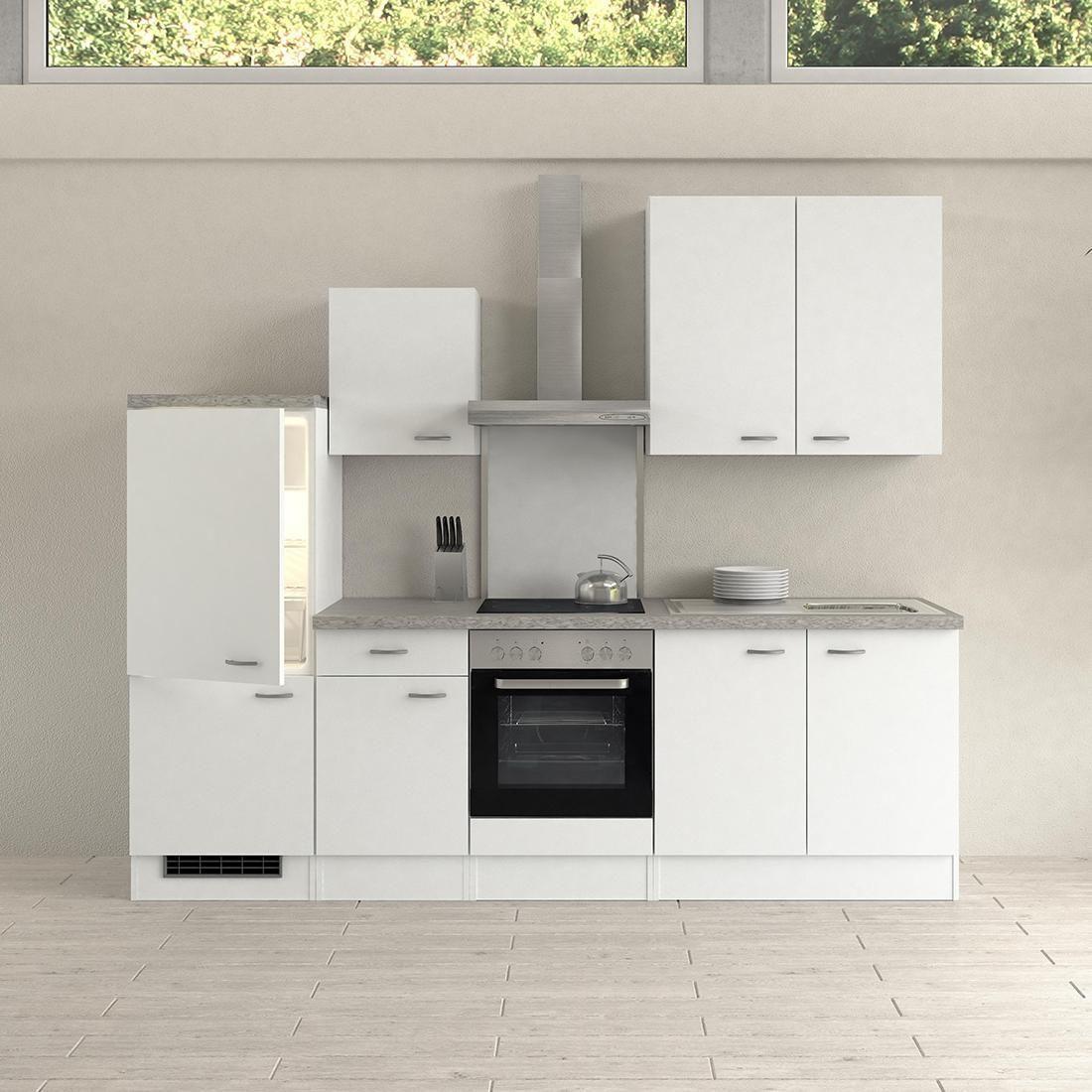 Küchenleerblock Wito B: ca. 270cm Weiß - Edelstahlfarben/Hellgrau, KONVENTIONELL, Holzwerkstoff/Kunststoff (270cm) - FlexWell