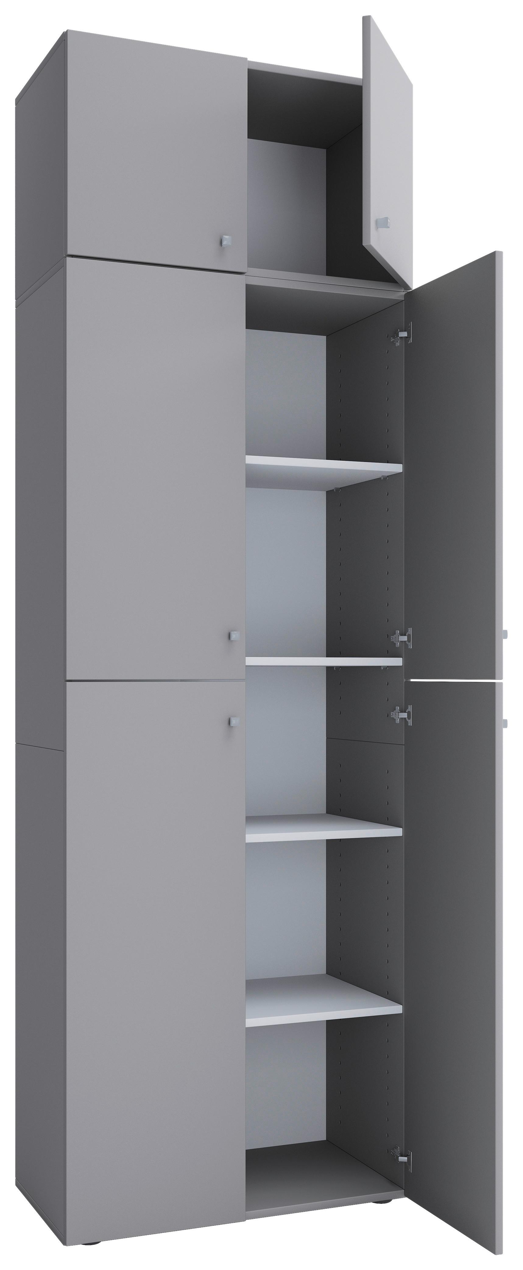 Schuhschrank Lona XXL ca.70x223x39cm Grau - Schwarz/Grau, KONVENTIONELL, Holzwerkstoff/Kunststoff (70/223/39cm) - MID.YOU