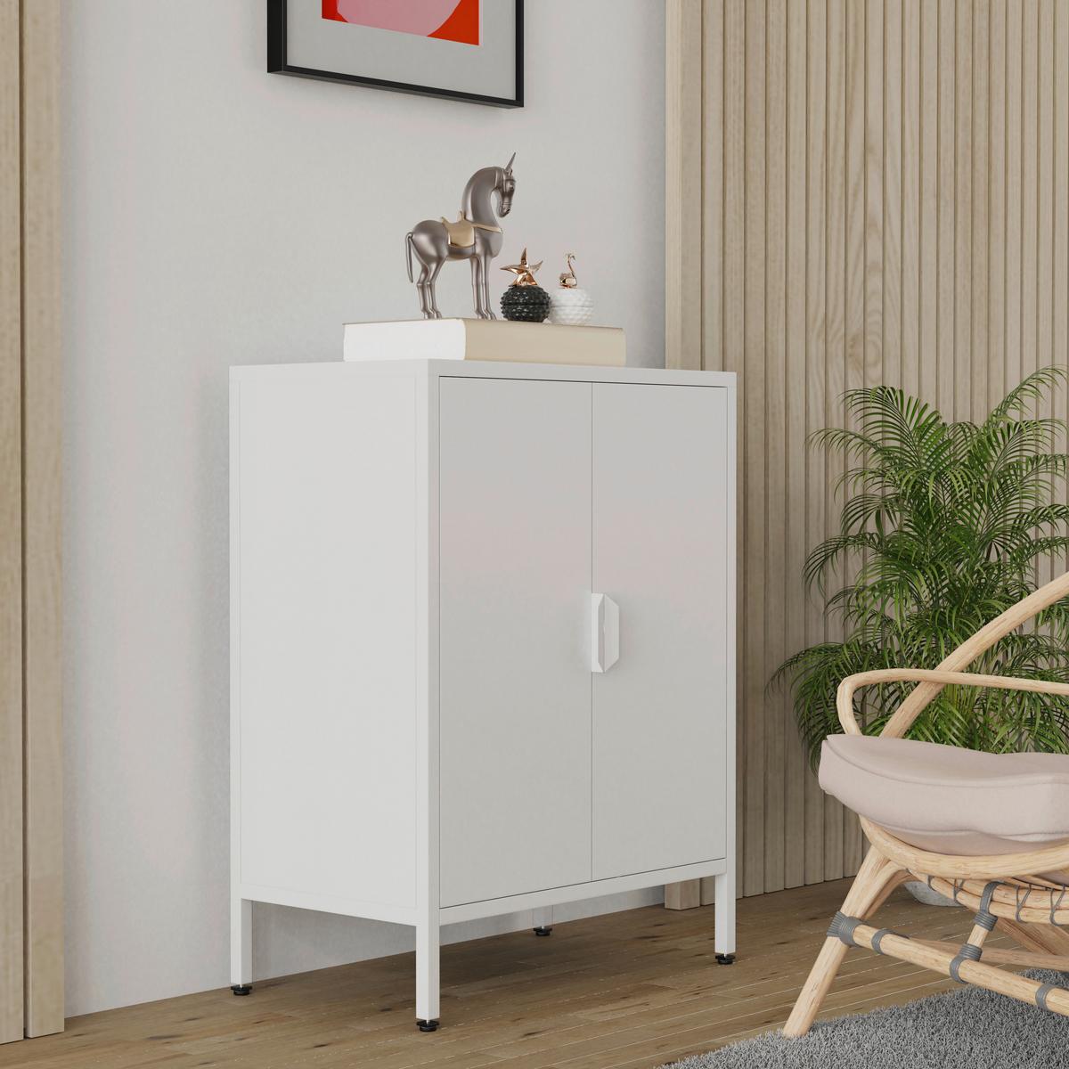 KOMMODE FLOKAS S - Weiss, Design, Metall (60/80/35cm) - MID.YOU