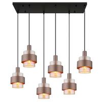 HÄNGELEUCHTE 15560-6HA - Klar/Schwarz, Design, Glas/Kunststoff (96/34,5cm) - Globo
