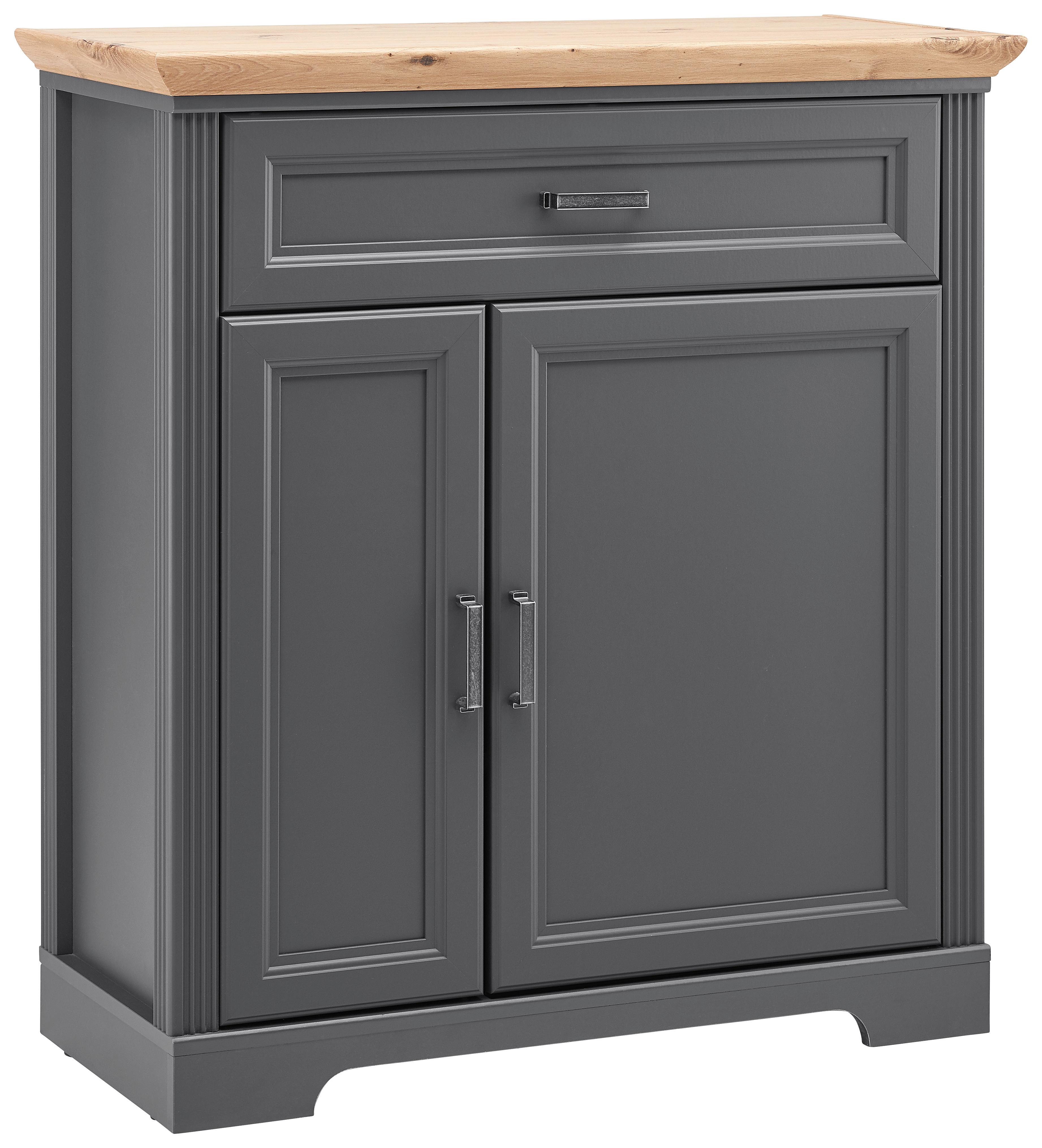 Cipősszekrény Szürke Jasmin - grafitszürke/tölgyfa színű, Romantik / Landhaus, faalapú anyag/fém (93/102/41cm) - Zandiara