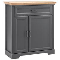 Cipősszekrény Szürke Jasmin - grafitszürke/tölgyfa színű, Romantik / Landhaus, faalapú anyag/fém (93/102/41cm) - Zandiara