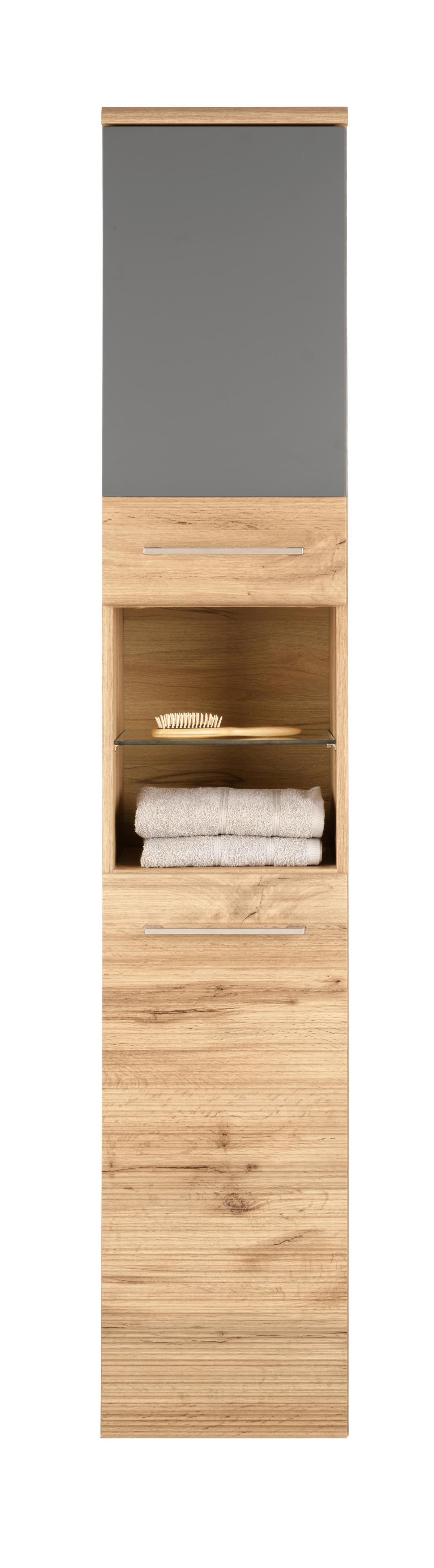 Dulap înalt Float - culoare lemn stejar/antracit, Modern, material pe bază de lemn (35/194/33cm) - Premium Living