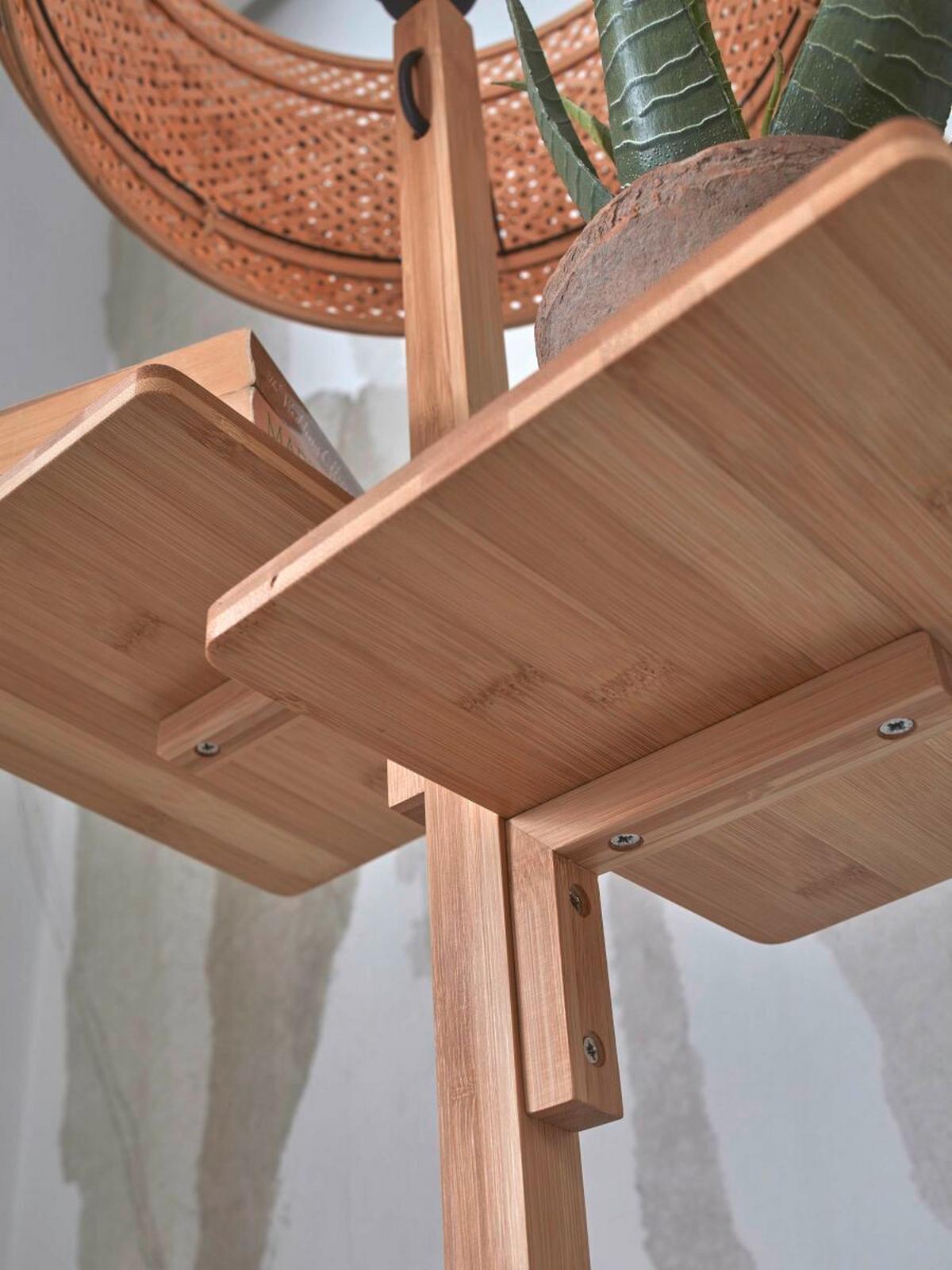 Stoječa Svetilka Bhutan, Črna, Bambus - črna/naravne barve, Trend, les (40/160cm) - Good & Mojo