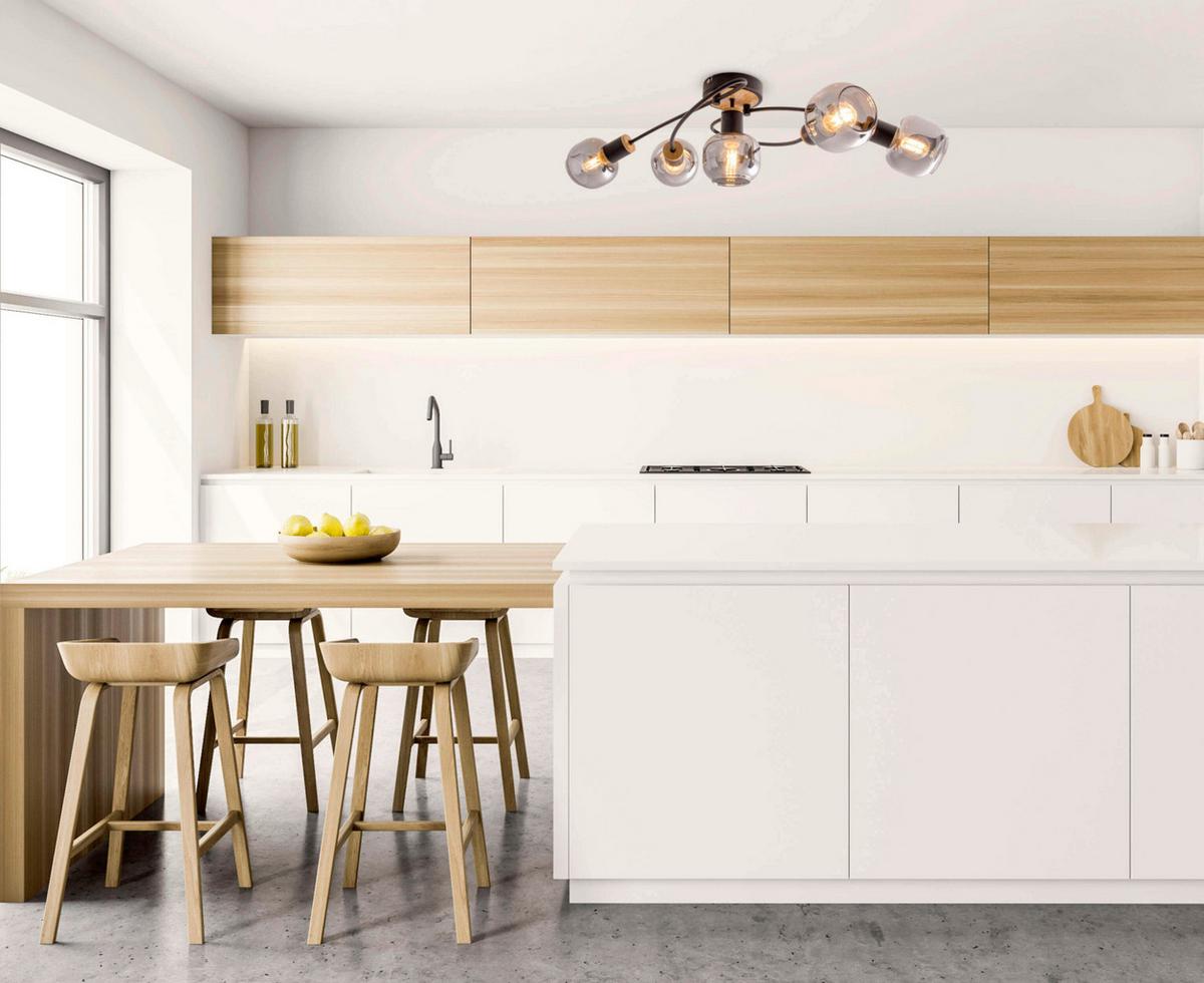 LAMPA SUFITOWA FUMOSO - kolor naturalny/czarny, Design, metal/szkło (18,5cm) - Näve