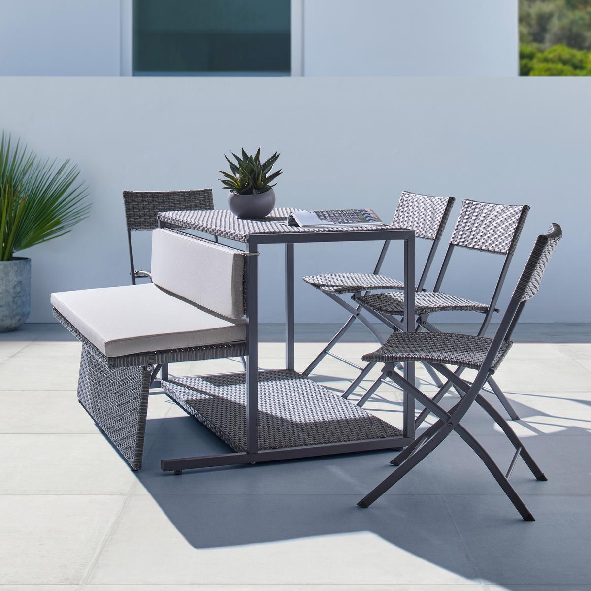 Balkonszett Mario Ii - világosszürke/szürke, Modern, műanyag/textil (120/75/105cm) - Bessagi Garden