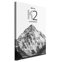 Slika Na Platnu K2 Mountain - črna/bela, Basics, tekstil/les (80/120/1,2cm) - artgeist