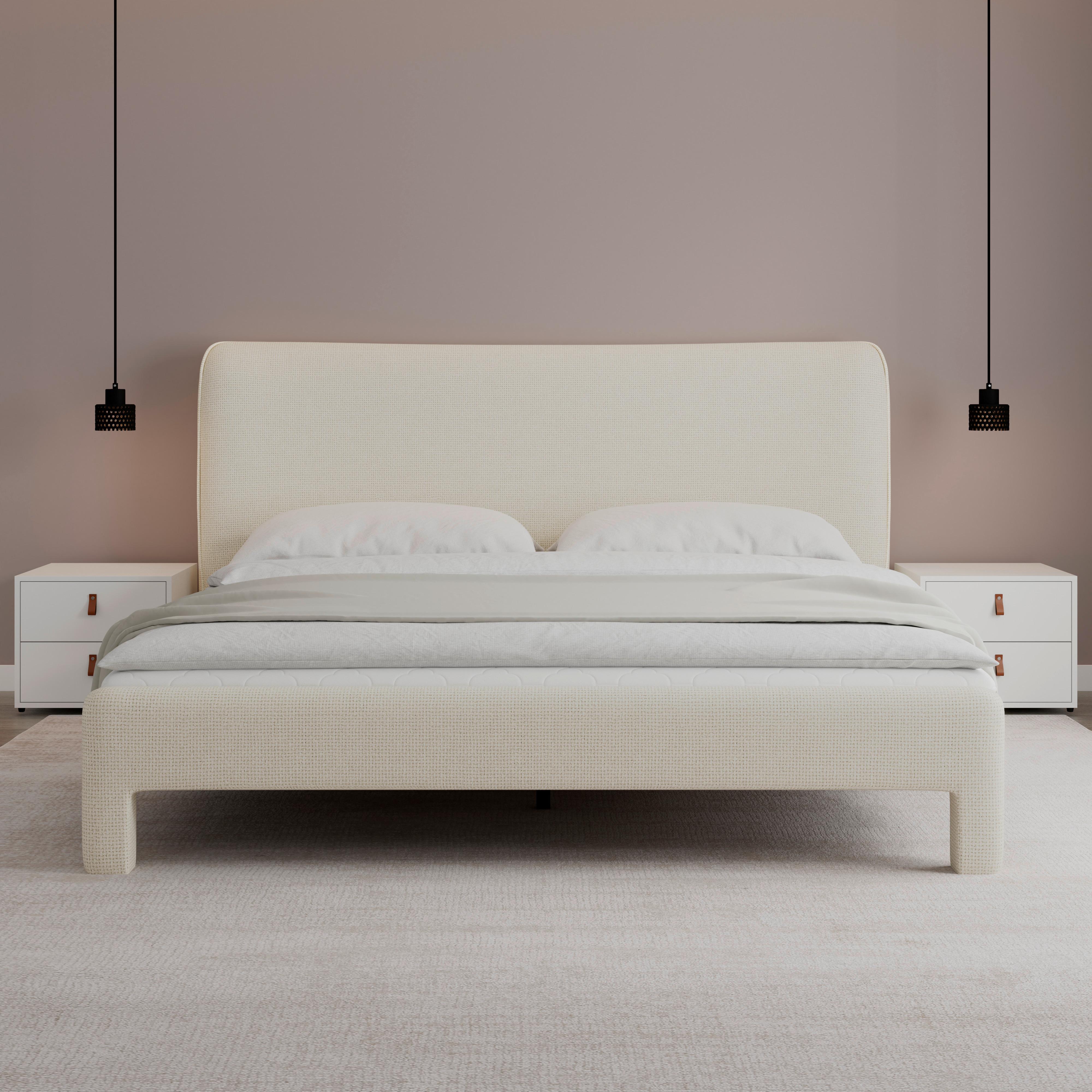 Polsterbett Valion Elfenbein ca. 160x200 cm - Elfenbein/Eichefarben, MODERN, Holz/Textil (160/200cm) - Bessagi Home