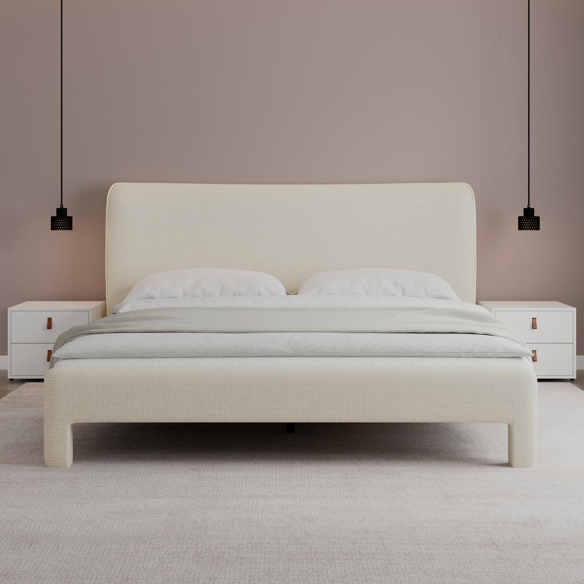 Polsterbett Valion Elfenbein ca. 160x200 cm - Elfenbein/Eichefarben, MODERN, Holz/Textil (160/200cm) - Bessagi Home