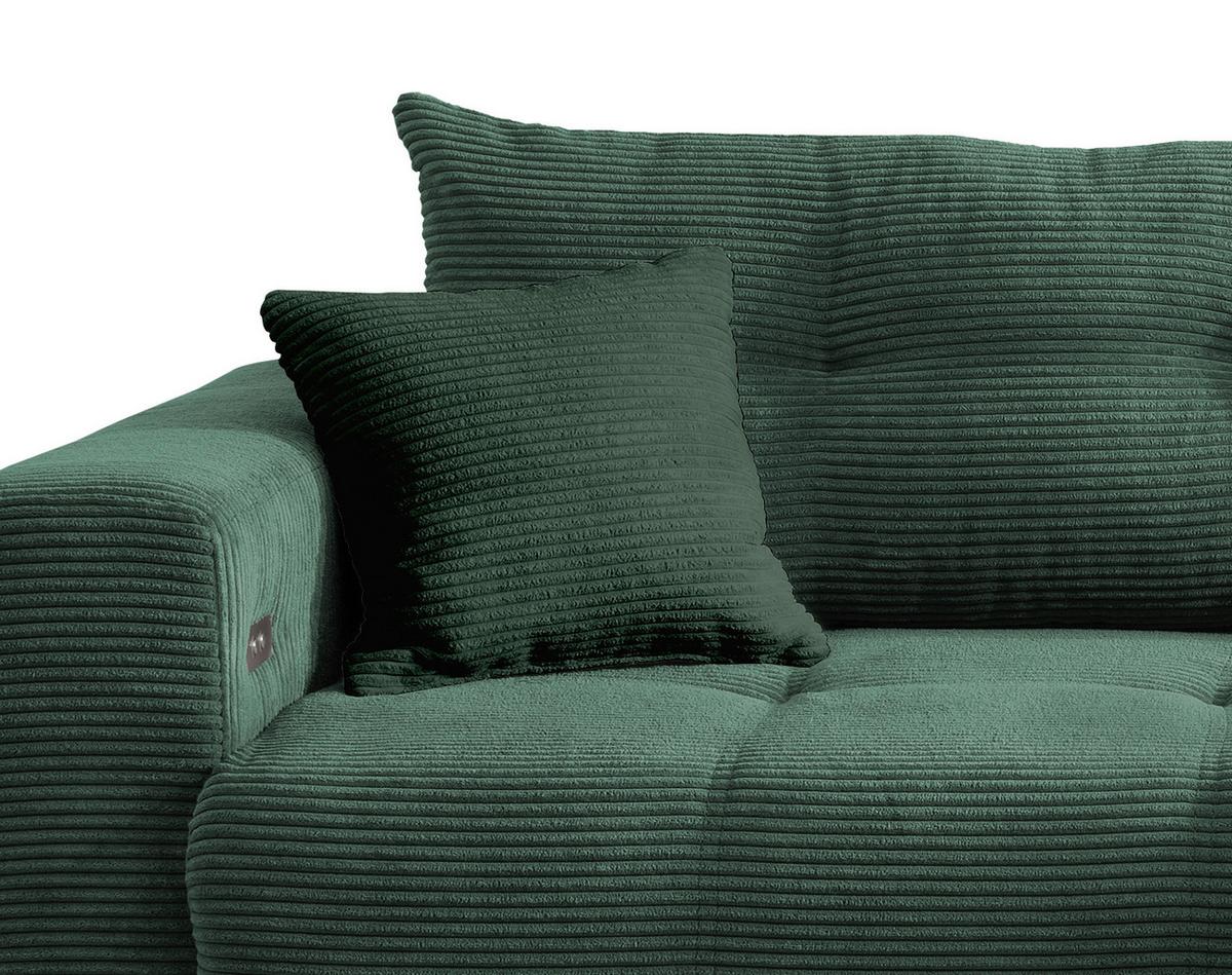 Wohnlandschaft Restato Dunkelgrün Cord - Dunkelgrün/Schwarz, MODERN, Holz/Textil (246/177cm) - MID.YOU