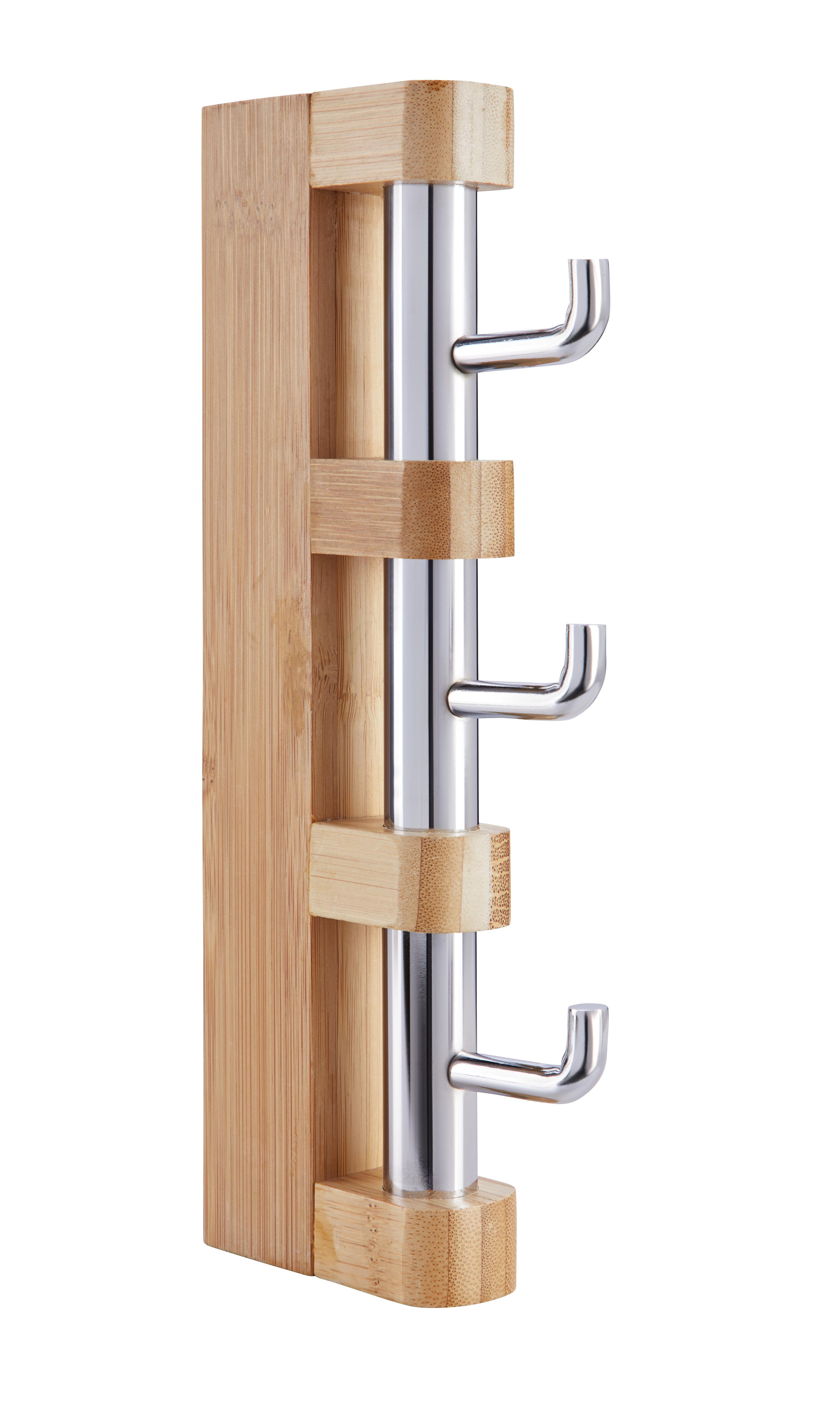 Hakenleiste Naturfarben/Chromfarben - Chromfarben/Naturfarben, MODERN, Holz/Metall (24,8/3/9,8cm) - Mömax modern living