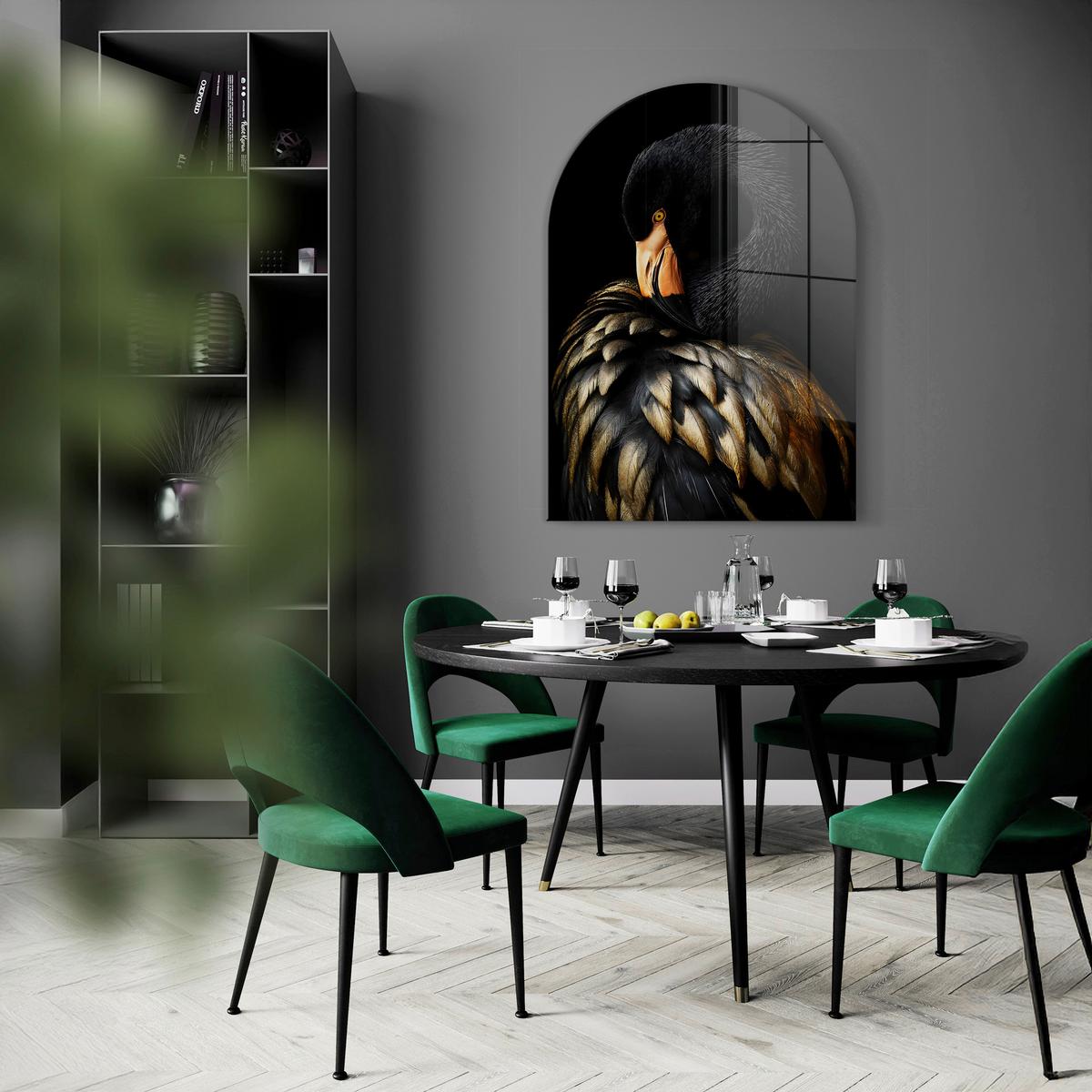 Glasbild Schwarz/Goldfarben ca.70x100cm - Goldfarben/Schwarz, Basics, Glas/Papier (70/100cm)