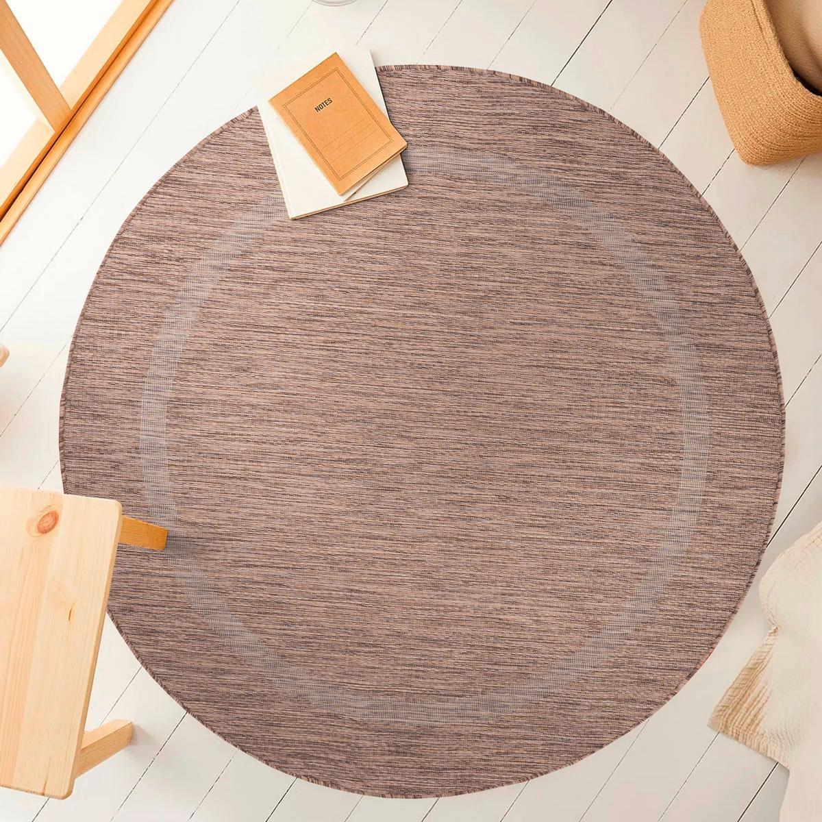 Flachwebeteppich Relax Braun Ø ca. 200cm - Braun, Basics, Textil (200/200cm) - Novel
