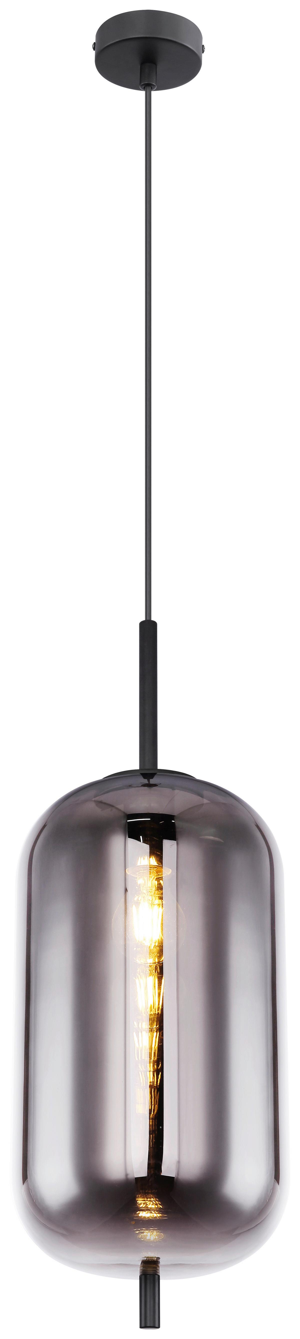 Hängeleuchte Blacky in Grau/Schwarz max. 60 Watt - Schwarz/Grau, MODERN, Glas/Metall (22/120cm)