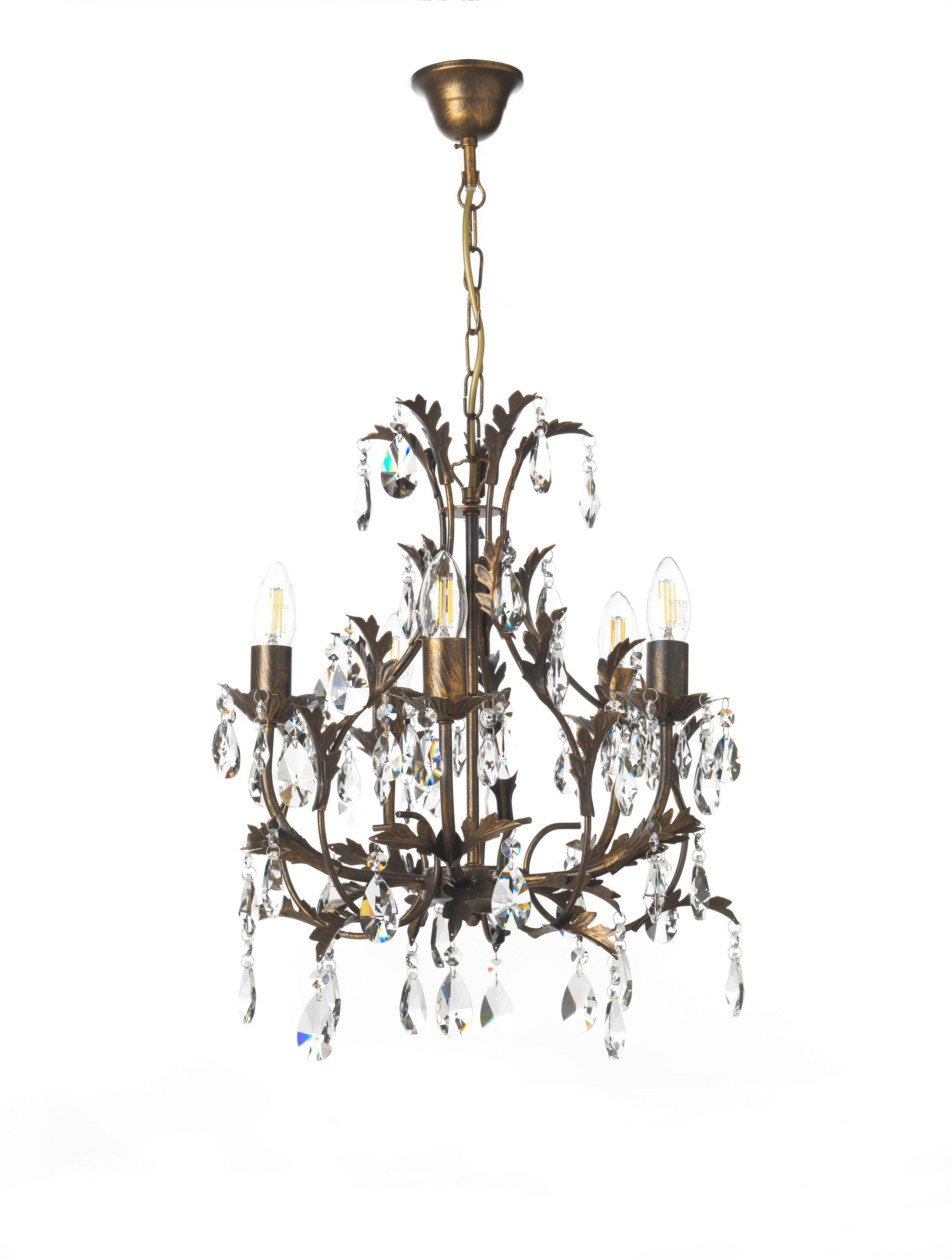 Kristall-Hängeleuchte Botte Bronzefarben max. 6 Watt - Bronzefarben, KONVENTIONELL, Glas/Metall (42/80cm)
