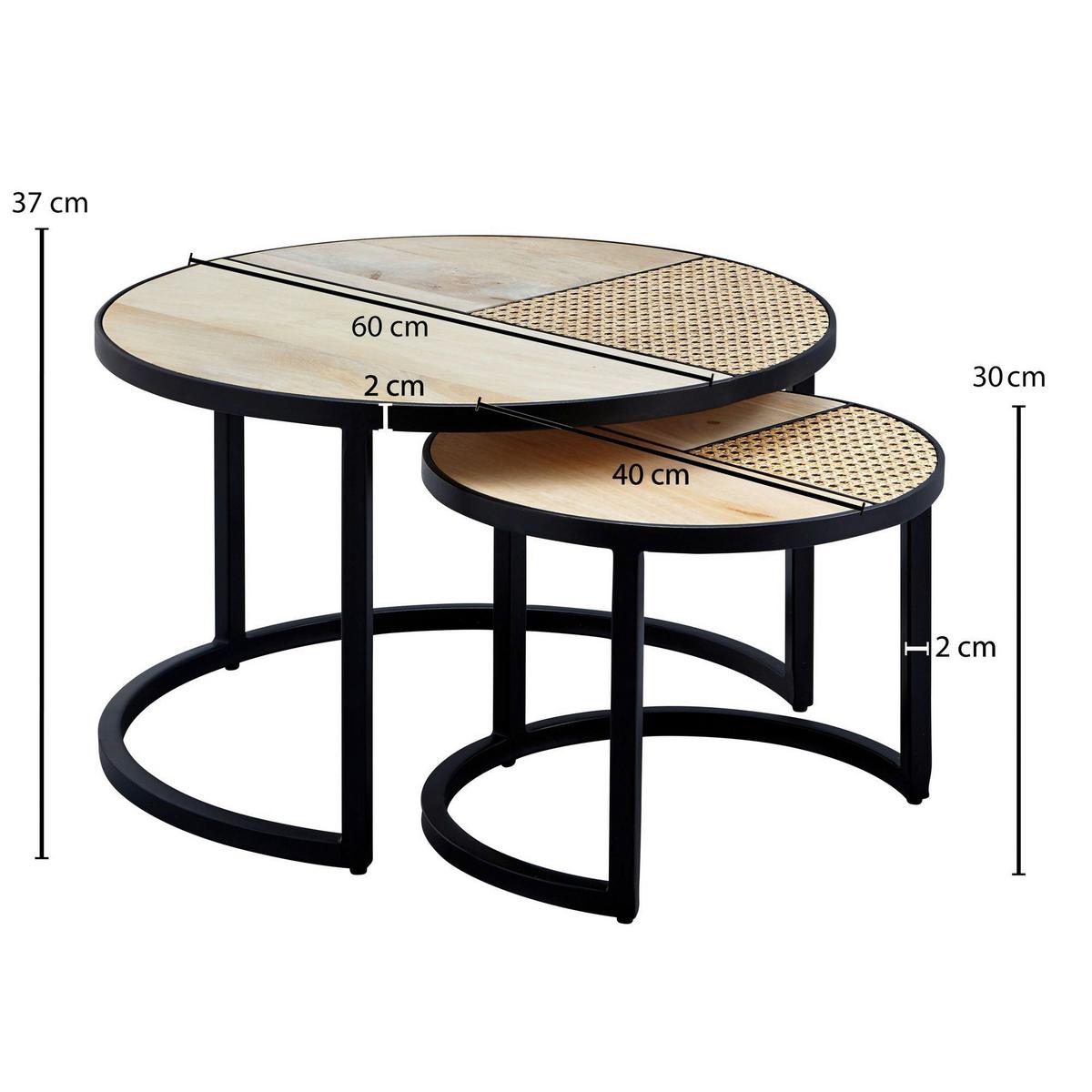 Set Klubskih Mizic Wohnling - črna/rjava, Moderno, kovina/les (60/60/37cm) - MID.YOU