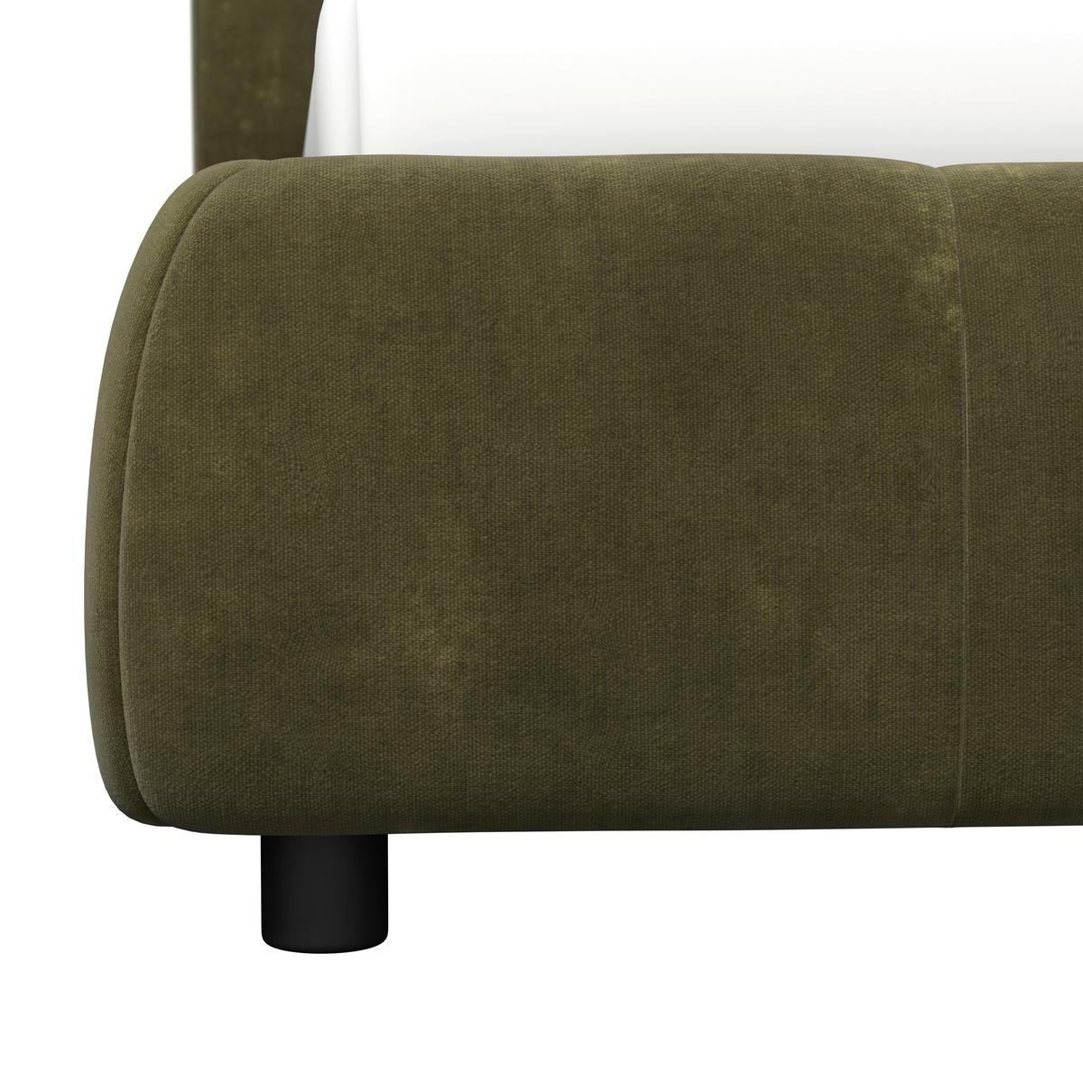 Polsterbett Anton Olive ca. 180x200 cm - Dunkelgrün/Schwarz, Modern, Holz/Textil (180/200cm) - Bessagi Home