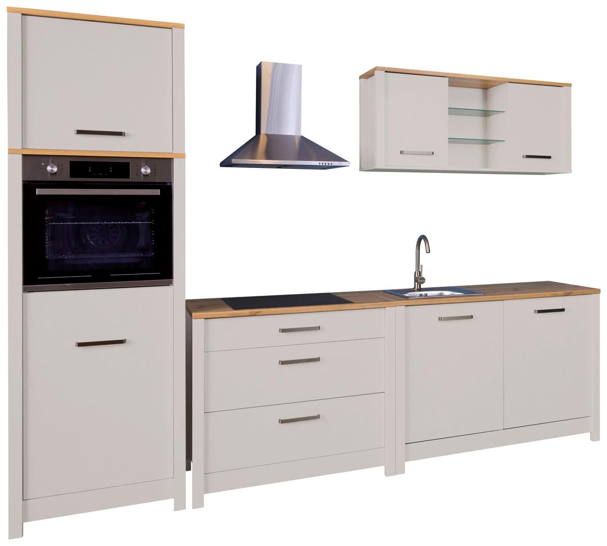 Küchenleerblock Bundle 5 o. Geräte Kaschmir - Kaschmir/Silberfarben, MODERN, Glas/Holzwerkstoff (300cm) - home24
