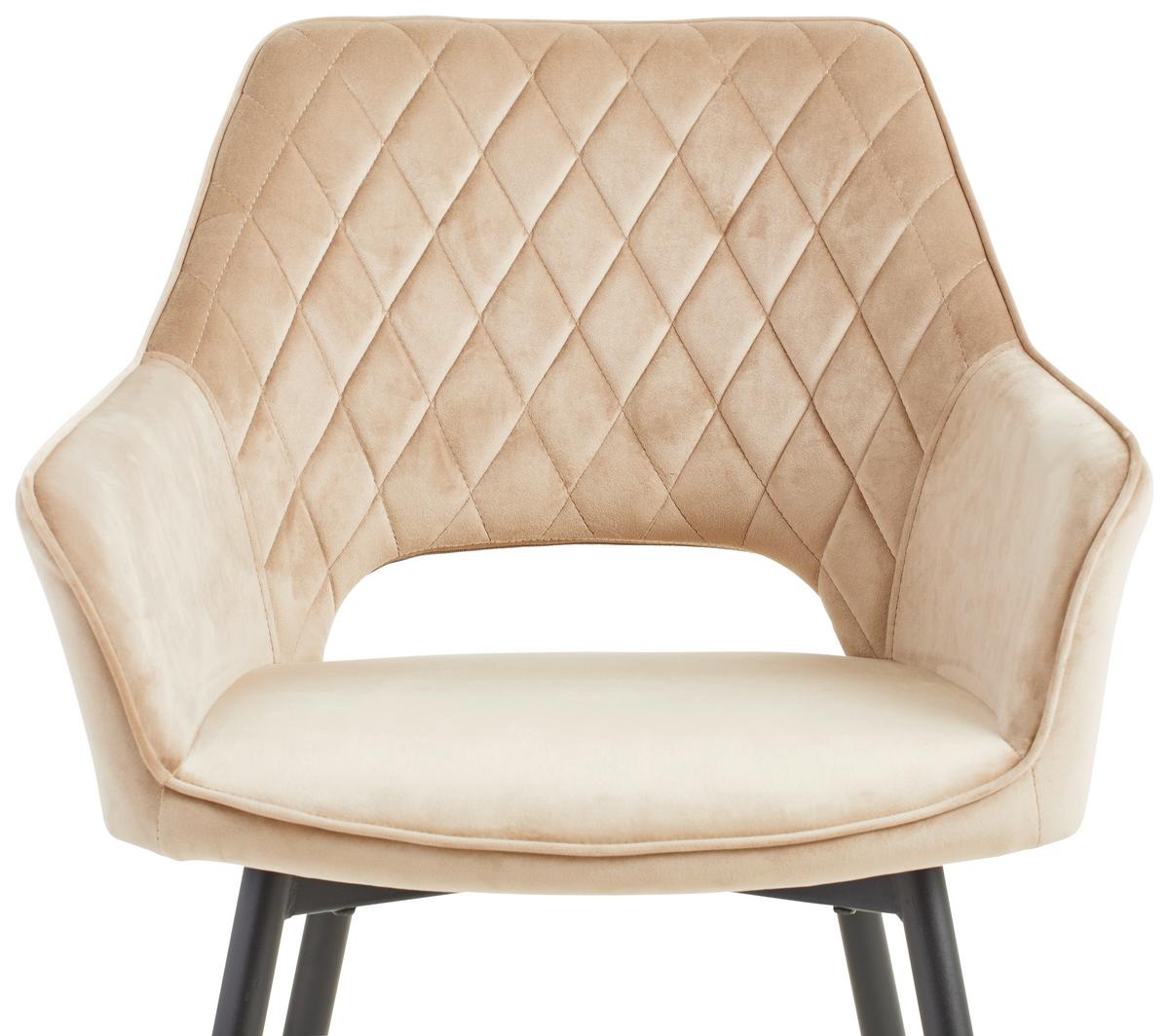 KRZESŁO Z PODŁOKIETNIKAMI GENUA - beżowy/czarny, Konventionell, metal/drewno (56/80,5/56cm) - MID.YOU