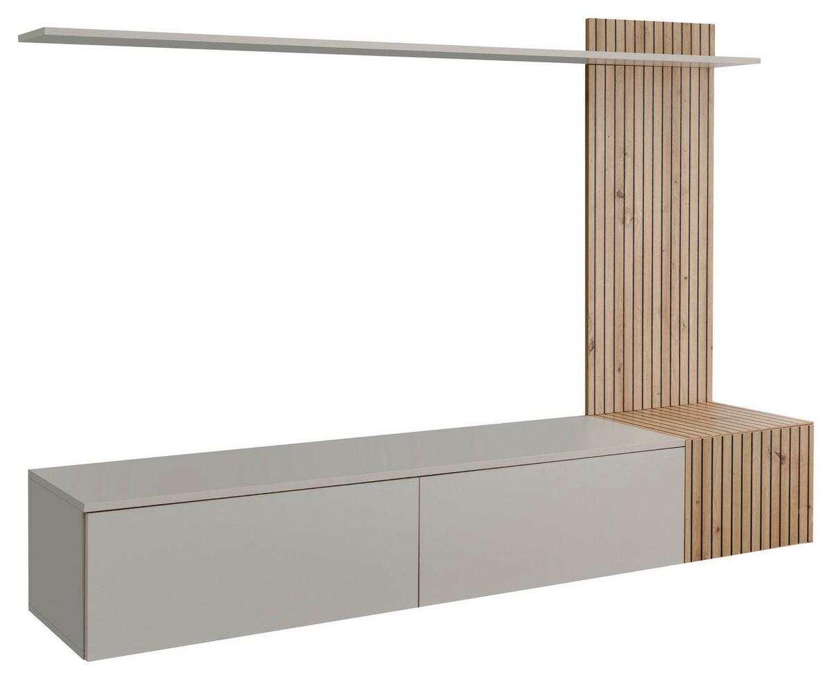 Wohnwand Solo Kaschmir/Eiche Artisan - Kaschmir/Eiche Artisan, MODERN, Holzwerkstoff/Kunststoff (180/130/40cm) - P & B