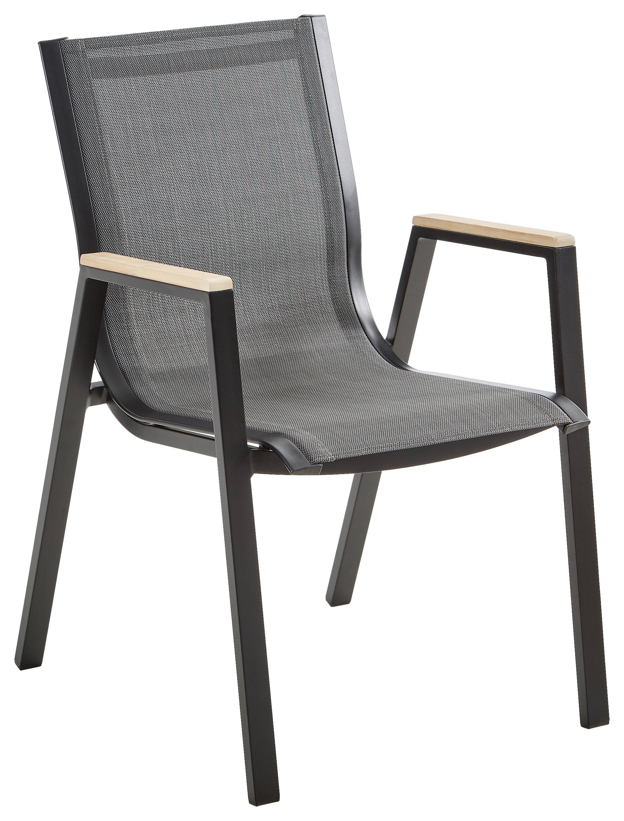 FOTEL SZTAPLOWANY HONOLULU - antracytowy/kolor naturalny, Basics, metal/drewno (55/88/65,5cm) - Mömax