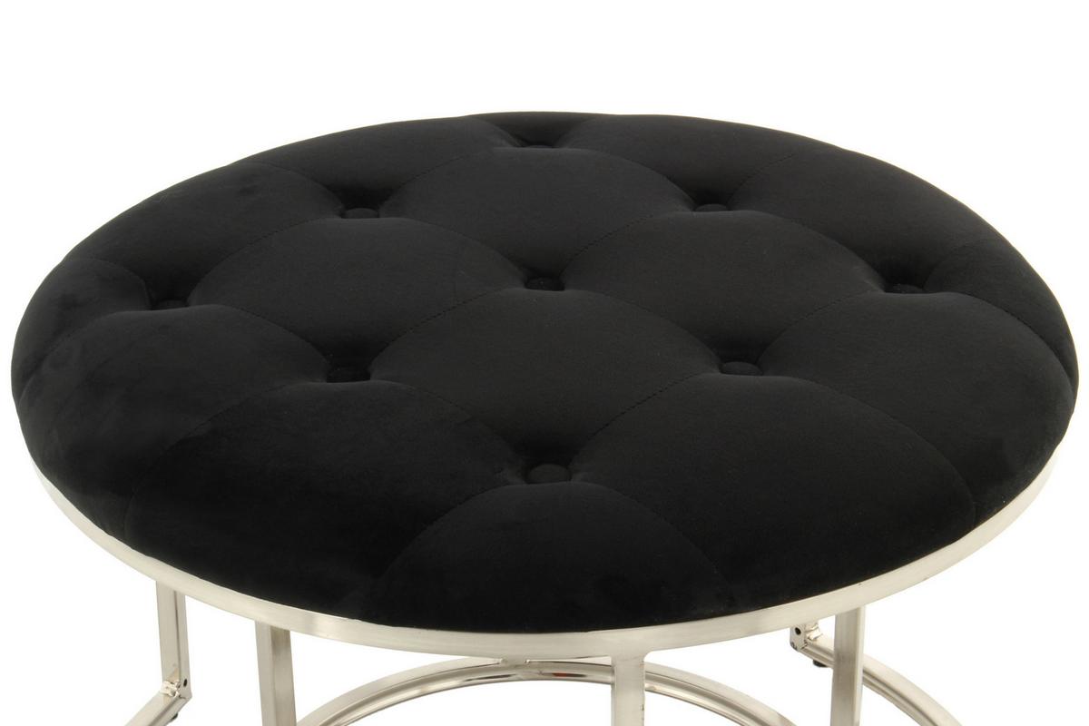 HOCKERSET MYLA 100 - Silberfarben/Schwarz, Design, Textil/Metall (40/60/32/41/40/60cm) - Kayoom