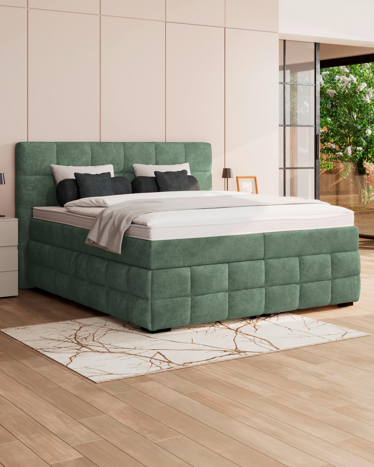 Box Krevet Vega - zelena/boje mente, Trend, tekstil/drvo (200/200cm) - Modern Living