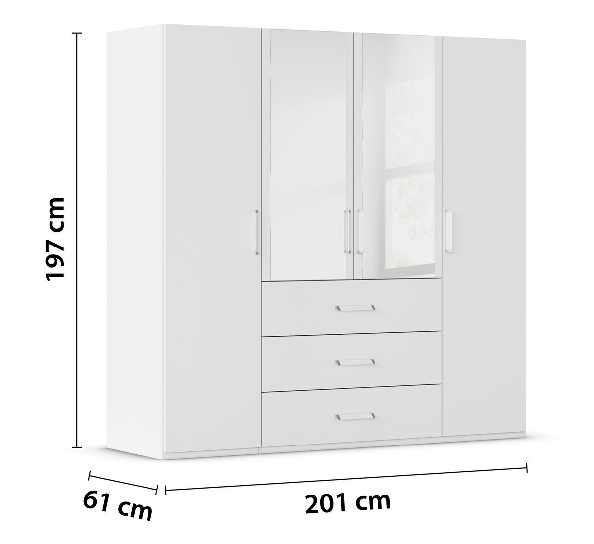 Omara S Klasičnimi Vrati Evelyn, Bela - bela, Design, umetna masa/steklo (201/197/60cm) - Novel