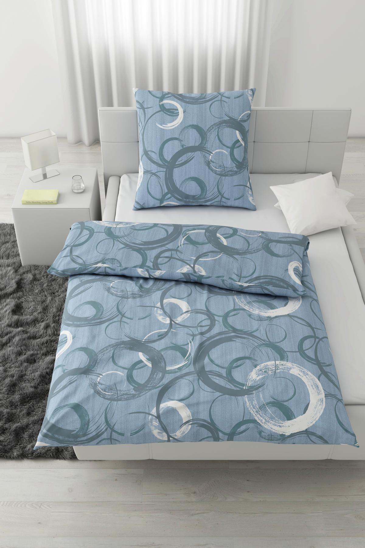 Bettwäsche New Circles Blau ca. 135x200cm - Blau, Textil (135/200cm) - Modern Living