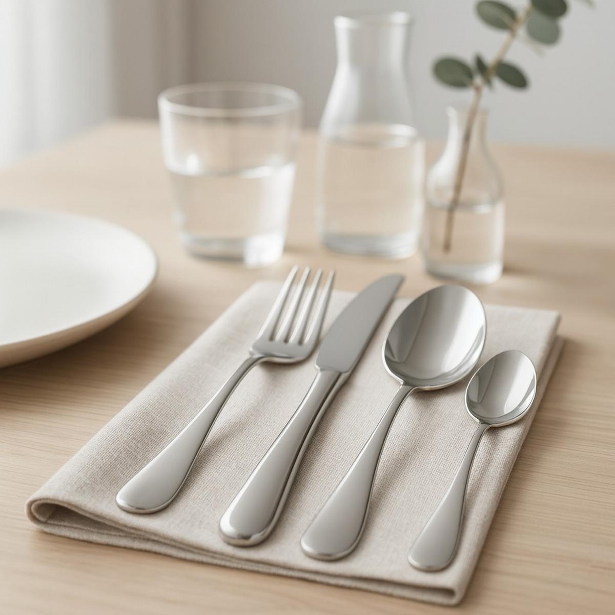 ZESTAW SZTUĆCÓW 55520 - kolor srebrny, Basics, metal (7/29/21cm)