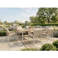 GARTENTISCHGRUPPE TISCHGRUPPE TULUM 7-TEILIG - Sandfarben/Beige, MODERN, Kunststoff/Textil - Gardenson