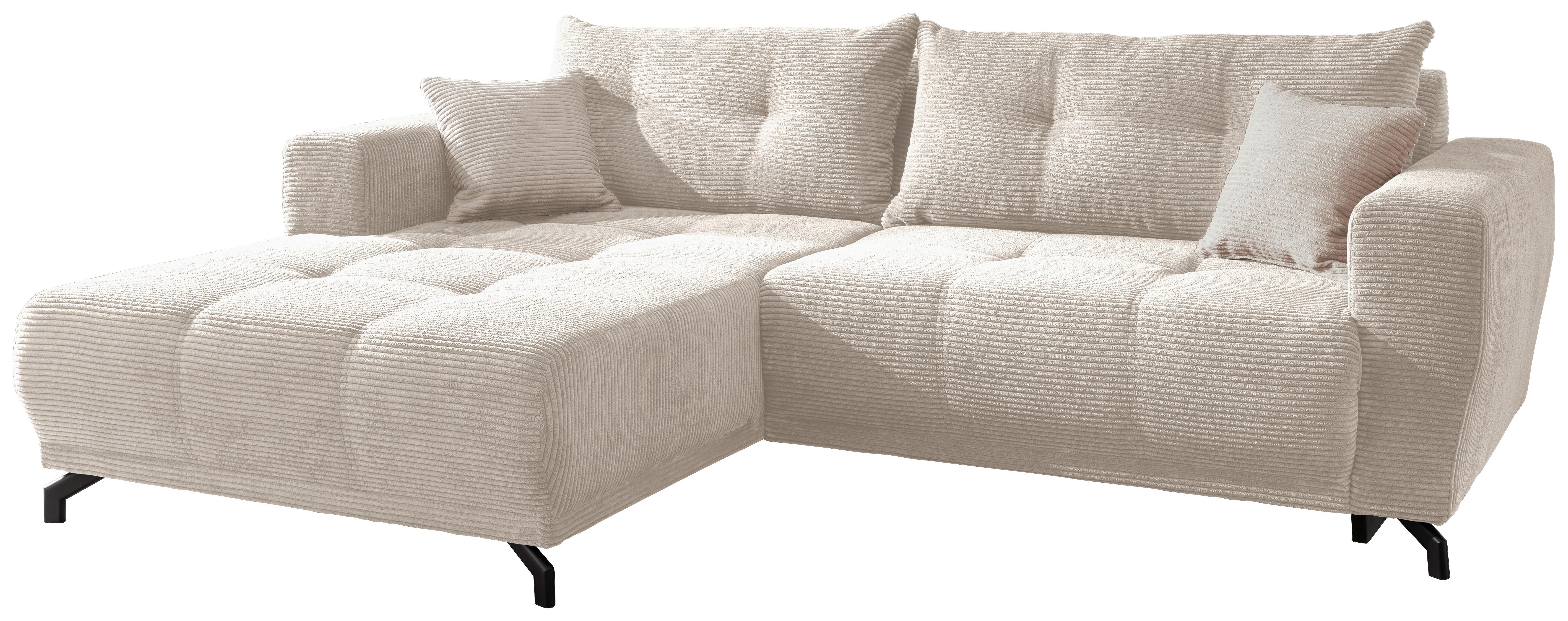 Wohnlandschaft Restato Beige Cord - Beige/Schwarz, MODERN, Textil/Metall (177/246cm) - MID.YOU