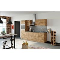 Küchenblock Sorrento mit Geräten ca. 270 cm Eichefarben - Chromfarben/Schieferfarben, MODERN, Holzwerkstoff/Metall (270cm) - Held