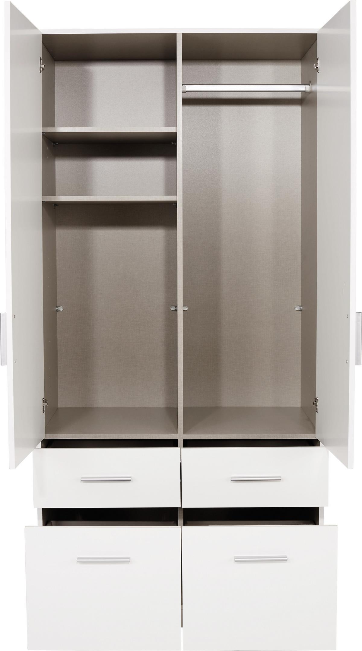 Ormar Za Odjeću Celle - bijela/bijela visoki sjaj, Moderno, drvo/plastika (91/197/54cm) - Modern Living
