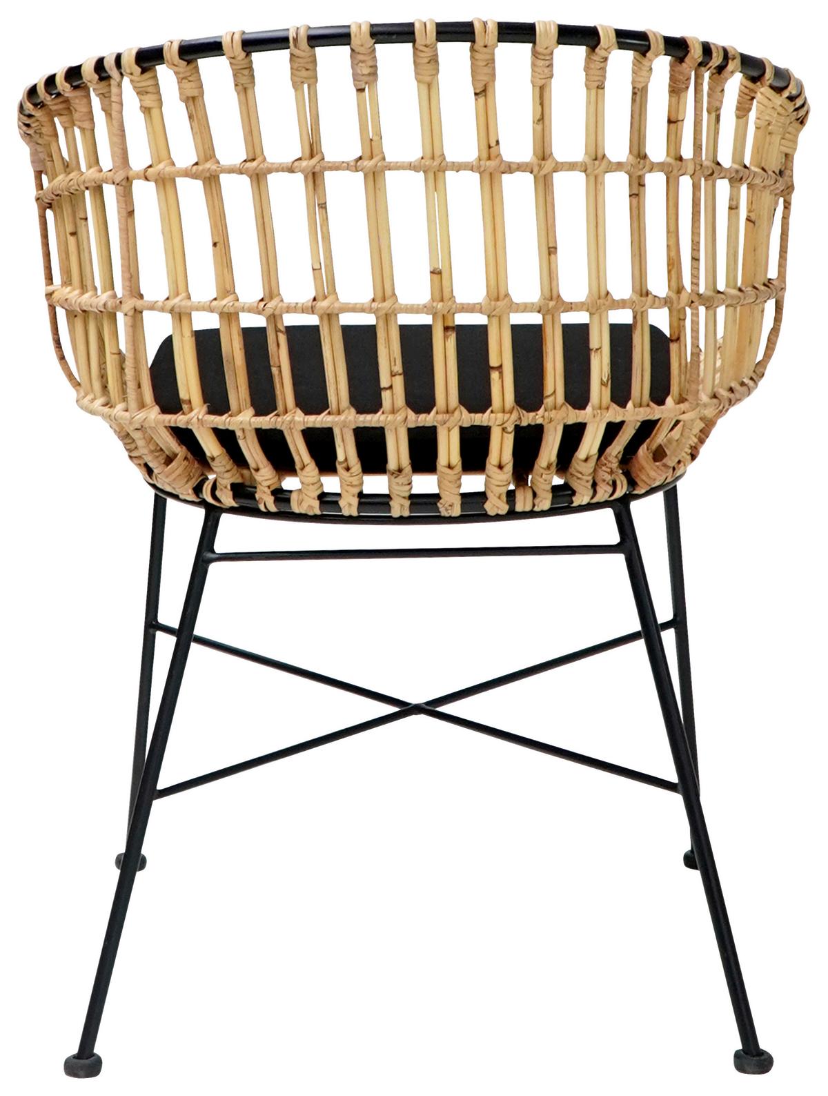 FOTEL RATTANOWY BEIRUT - kolor naturalny/czarny, Natur, materiały naturalne/metal (56/79/65cm) - Livetastic