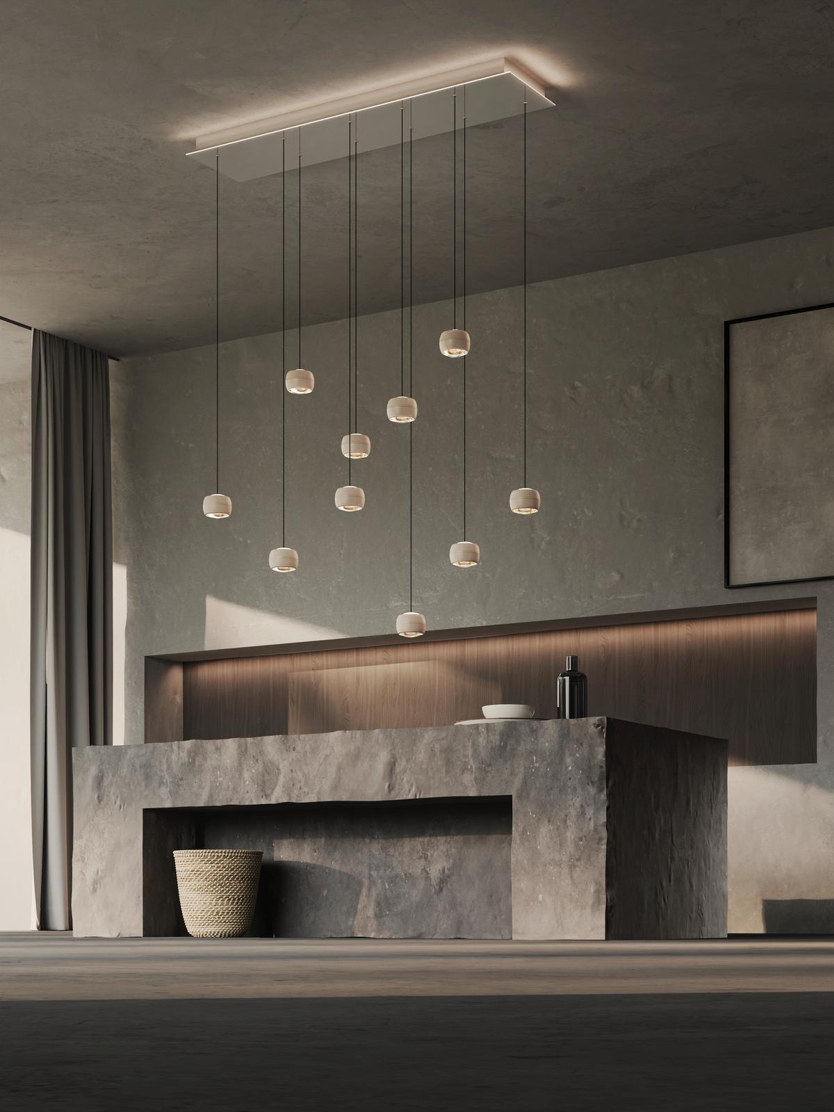 LAMPA WISZĄCA LED 7039-1013 QUIBERON - kolor piaskowy, Design, metal (110/31/180cm)