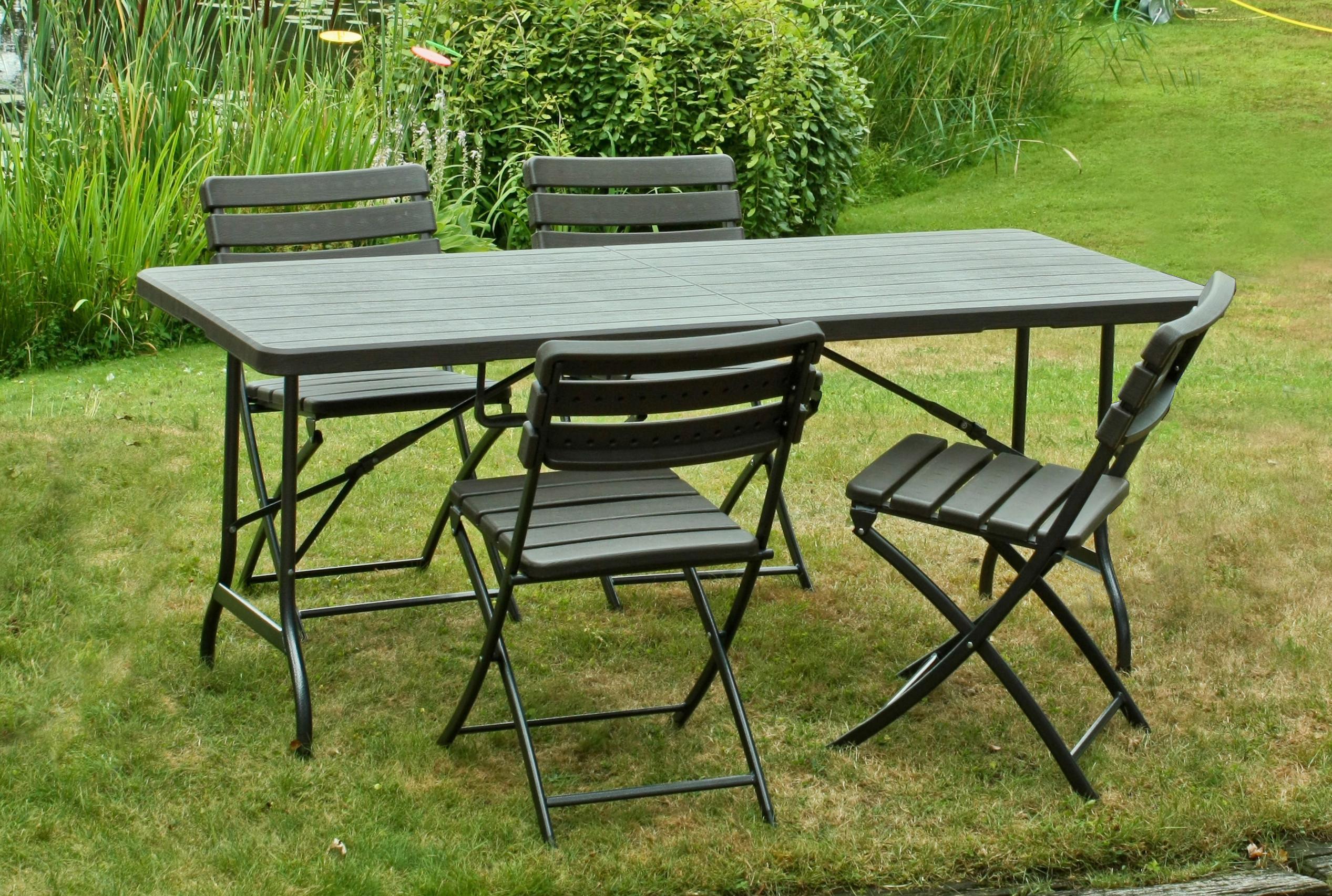 Gartenset Tabora 5-tlg. Braun/Schwarz - Schwarz/Braun, Basics, Kunststoff/Metall (83/83/54cm) - Gardenson