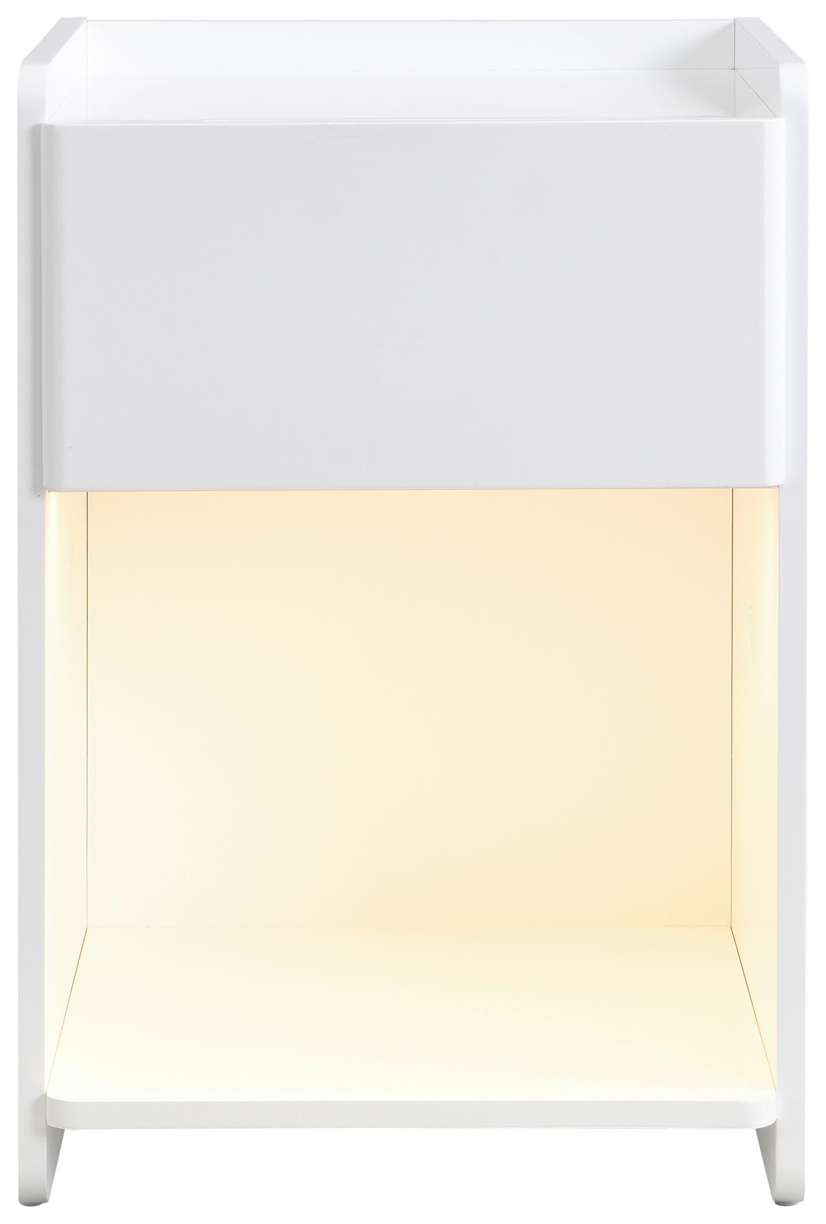 Nočna Omarica Osani, Bela - bela, Moderno, leseni material (40/60/40cm) - Mömax