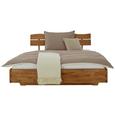 Bett Eiche Massiv 180x200cm - Eichefarben, ROMANTIK / LANDHAUS, Holz (180/200cm) - ZANDIARA